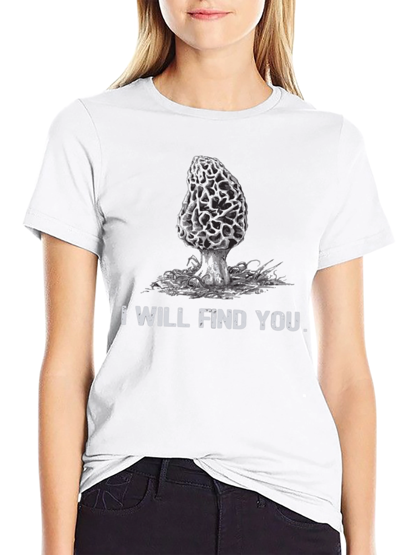 Black Mushroom Hunter T-Shirt: "I Will Find You" view 9