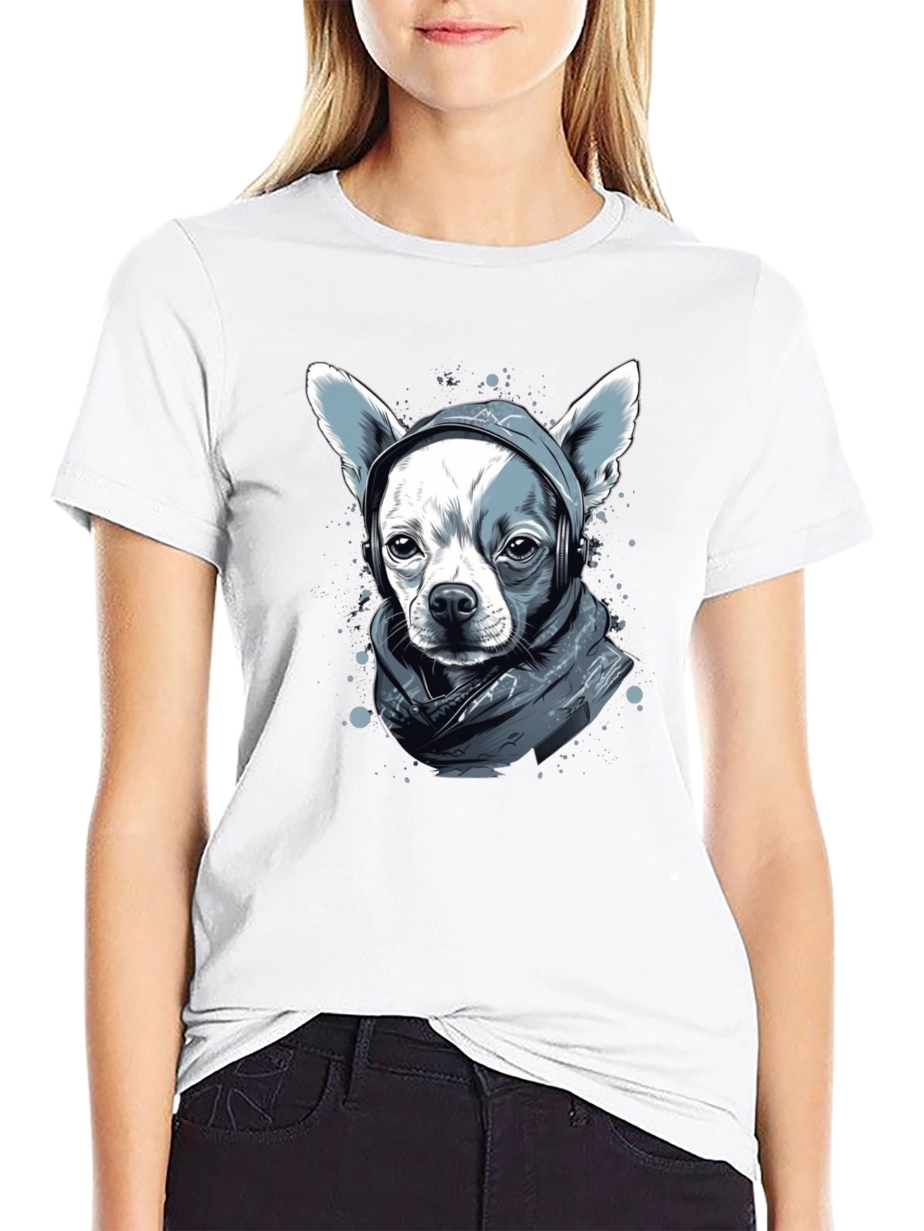 Black Dog with Headphones Graphic Tee view 9