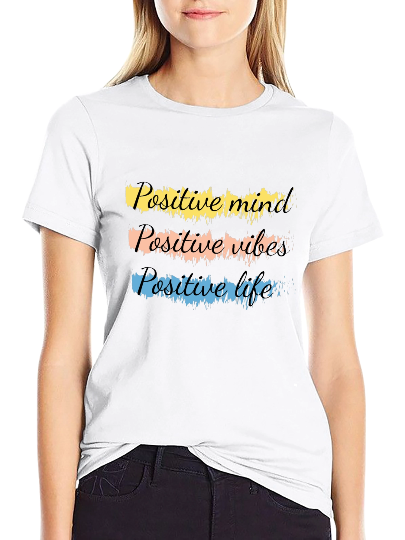 Black Positive Vibes T-Shirt - Graphic Tee for Good Energy view 9