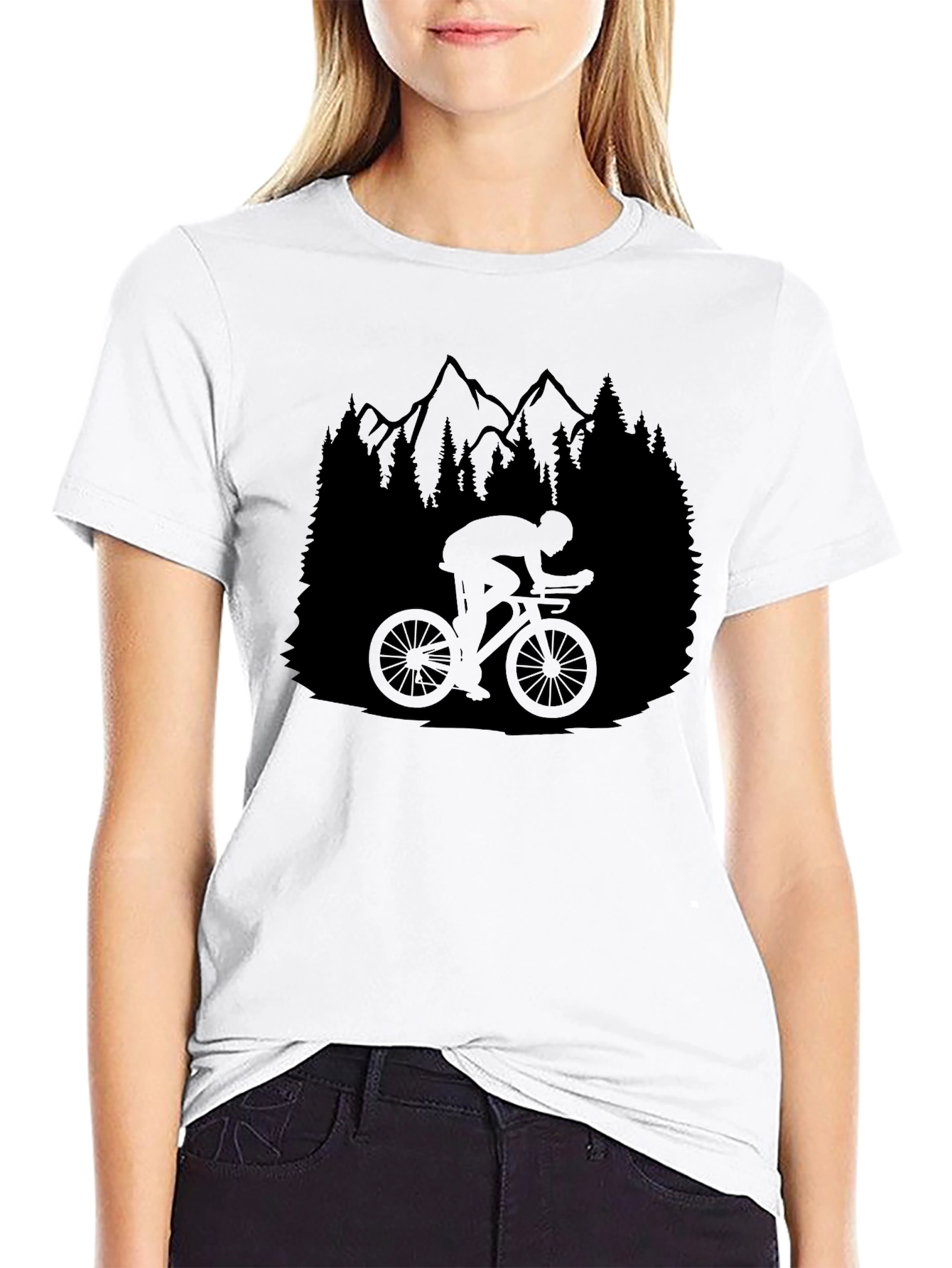 Black Mountain Biker Graphic Tee - Nature Adventure Shirt view 9