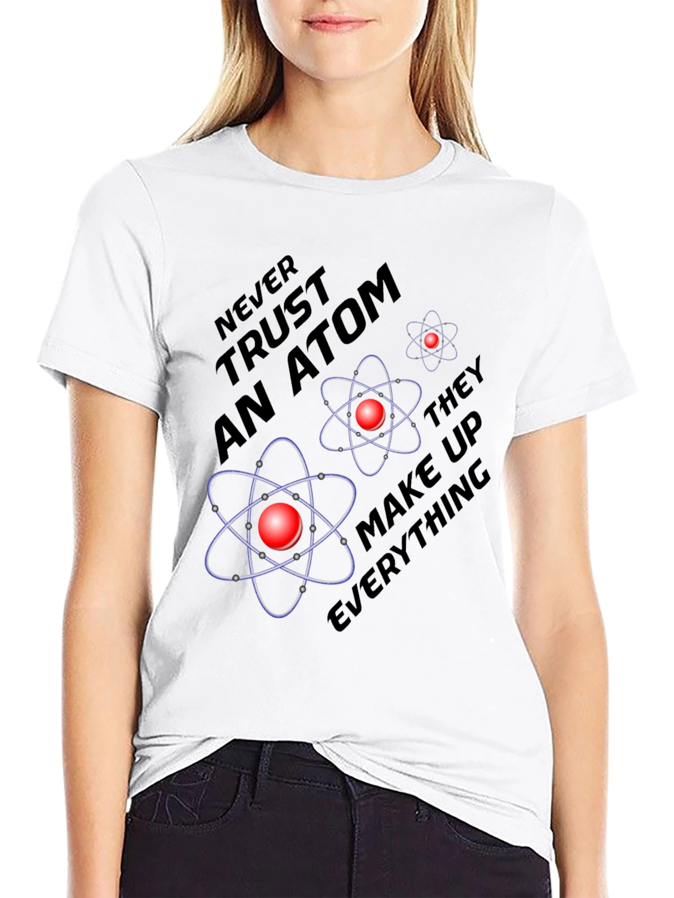 Black Atom Science Joke T-Shirt - Never Trust an Atom view 9
