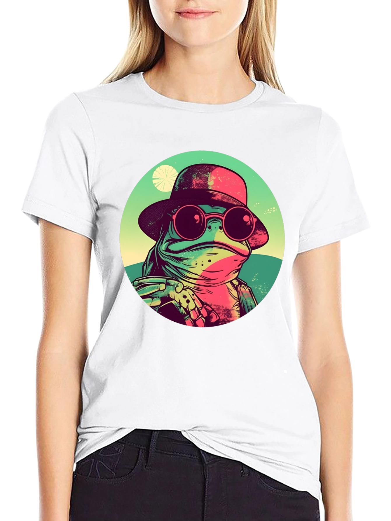 Black Cool Frog Graphic Tee - Unique Design view 9