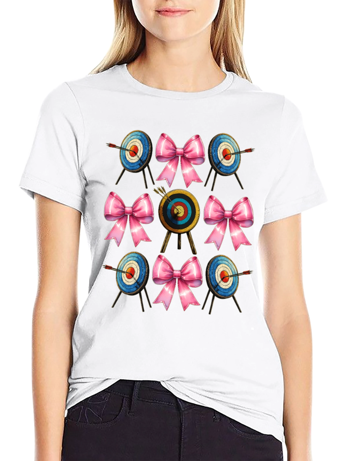 Black Archery Target & Bow T-Shirt view 9