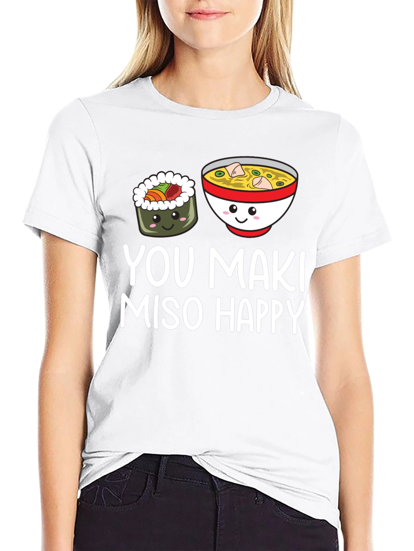 Black You Maki Miso Happy T-Shirt view 9