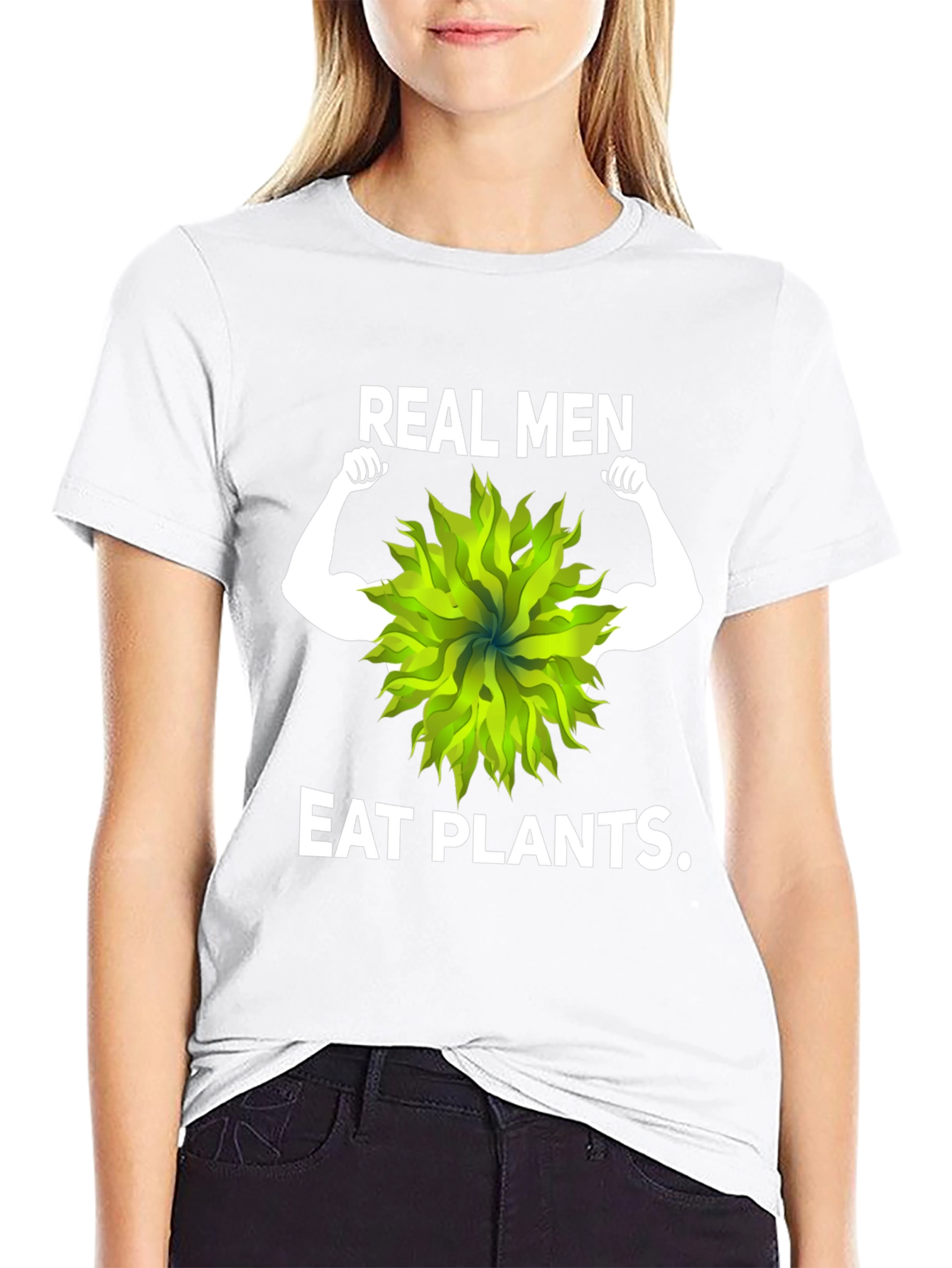 Black Real Men Eat Plants Graphic Tee view 9