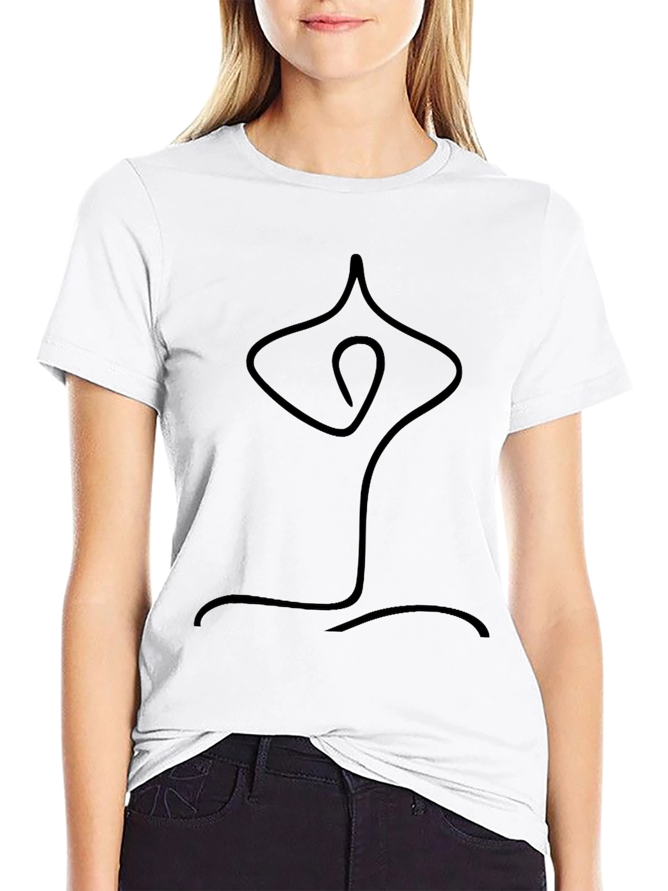Black Yoga Pose Outline Black T-Shirt view 9