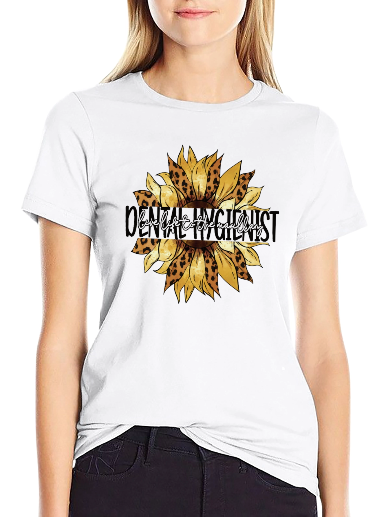 Black Dental Hygienist Sunflower T-Shirt view 9