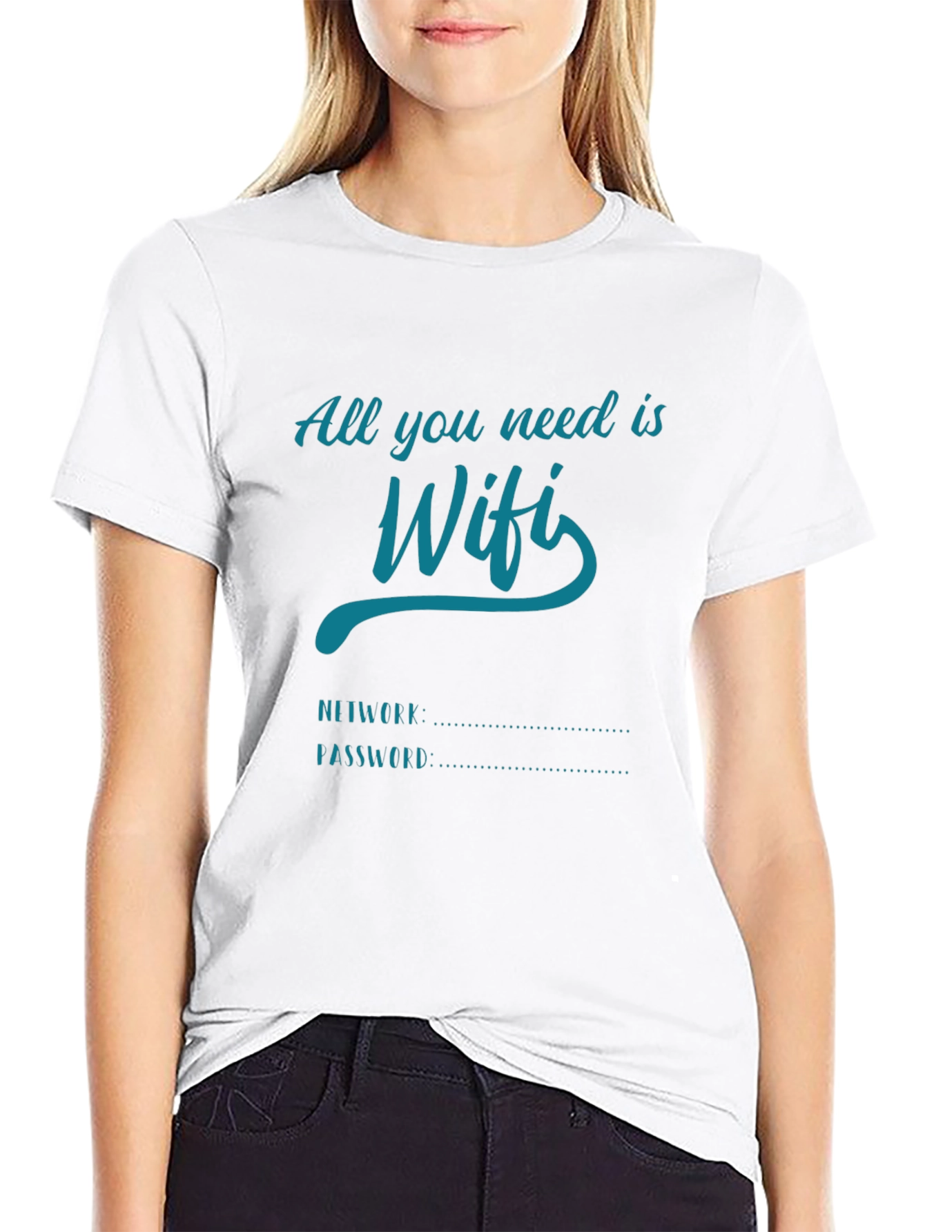 Black WiFi Network Password T-Shirt view 9