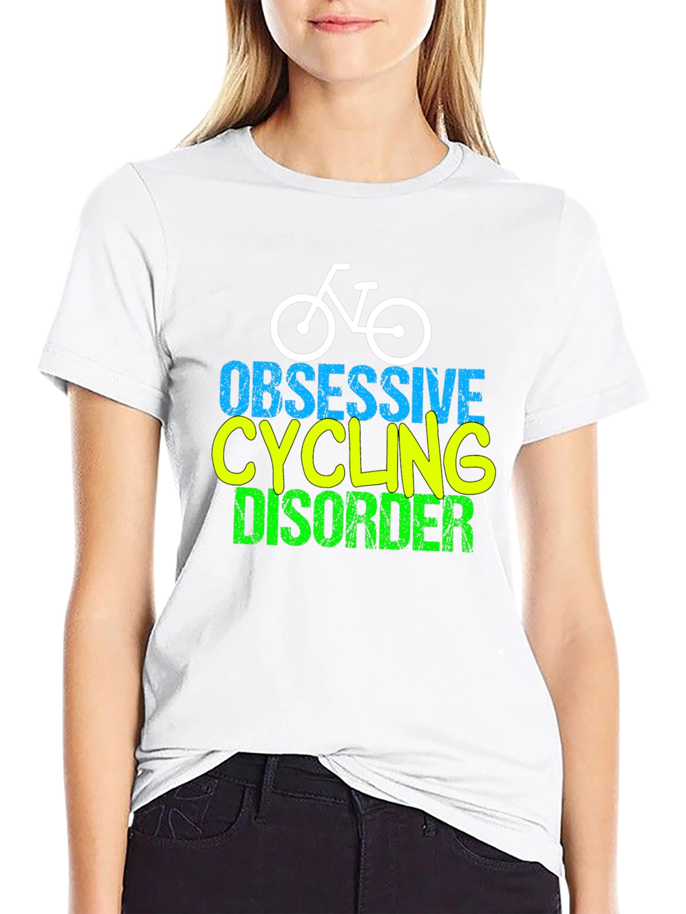 Black Obsessive Cycling Disorder Graphic T-Shirt view 9