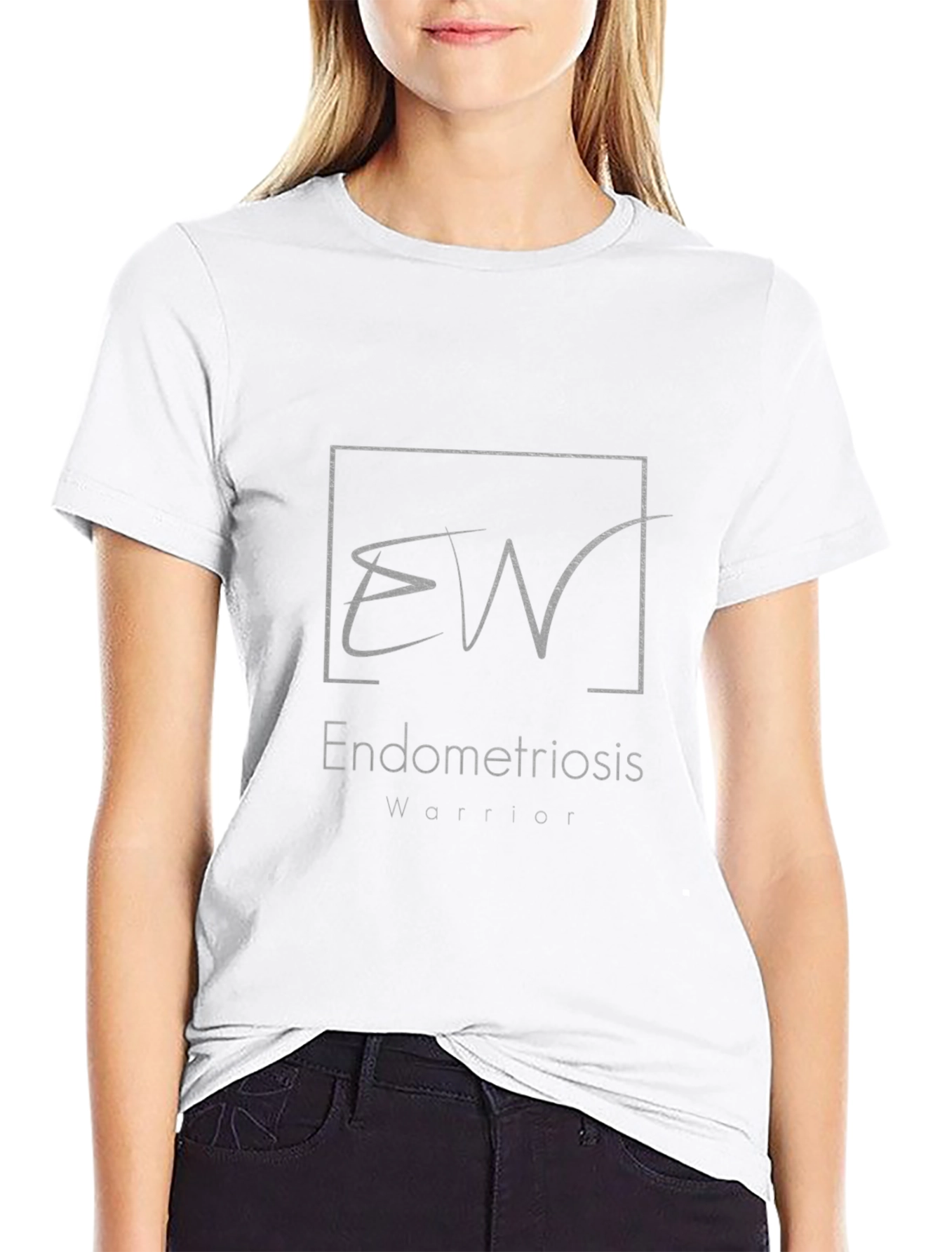 Black Endometriosis Warrior T-Shirt - Black Cotton Tee view 9