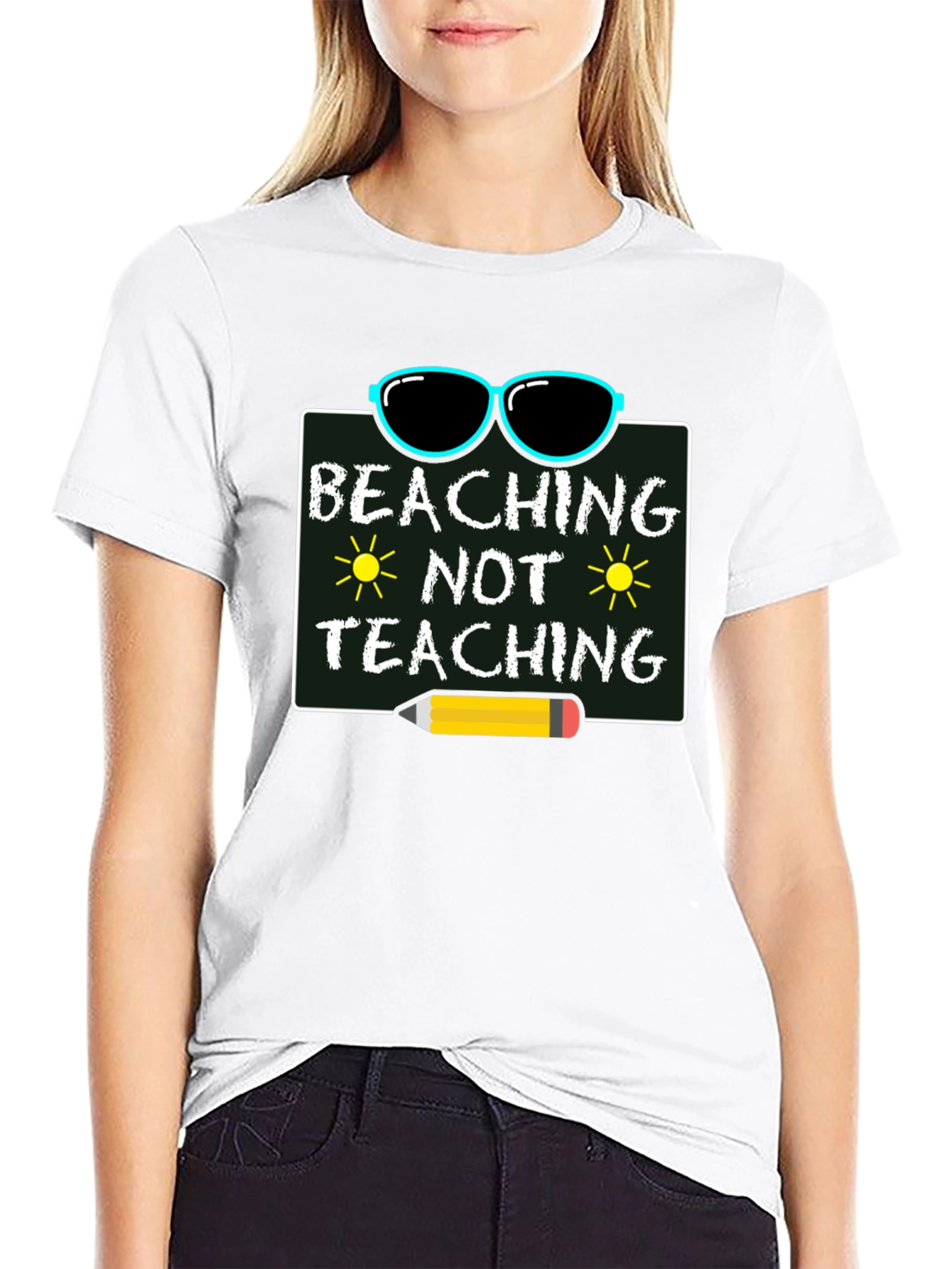 Black Beaching Not Teaching Graphic T-Shirt view 9