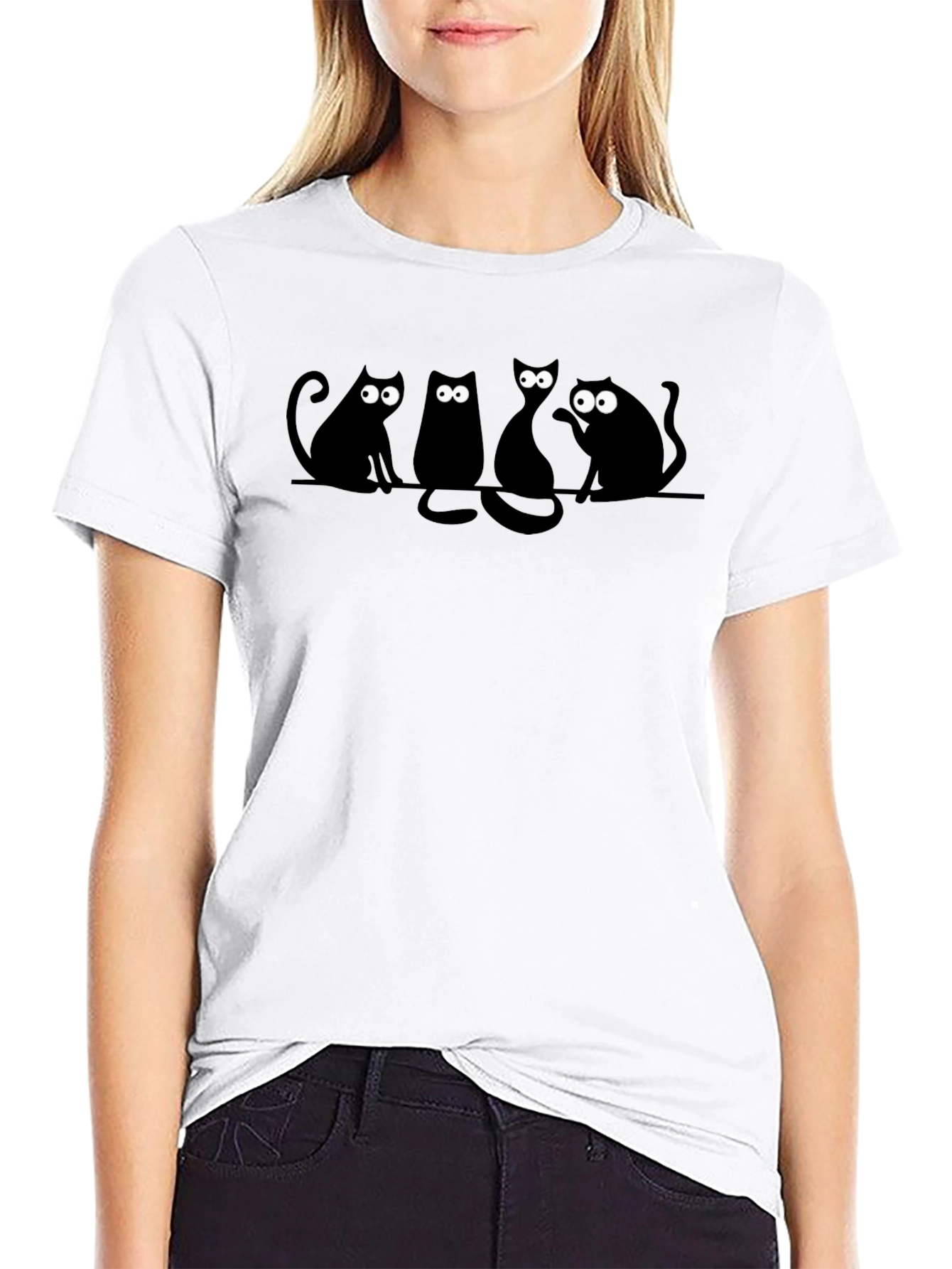 Black Black Cat Silhouette Graphic Tee - Unisex view 9