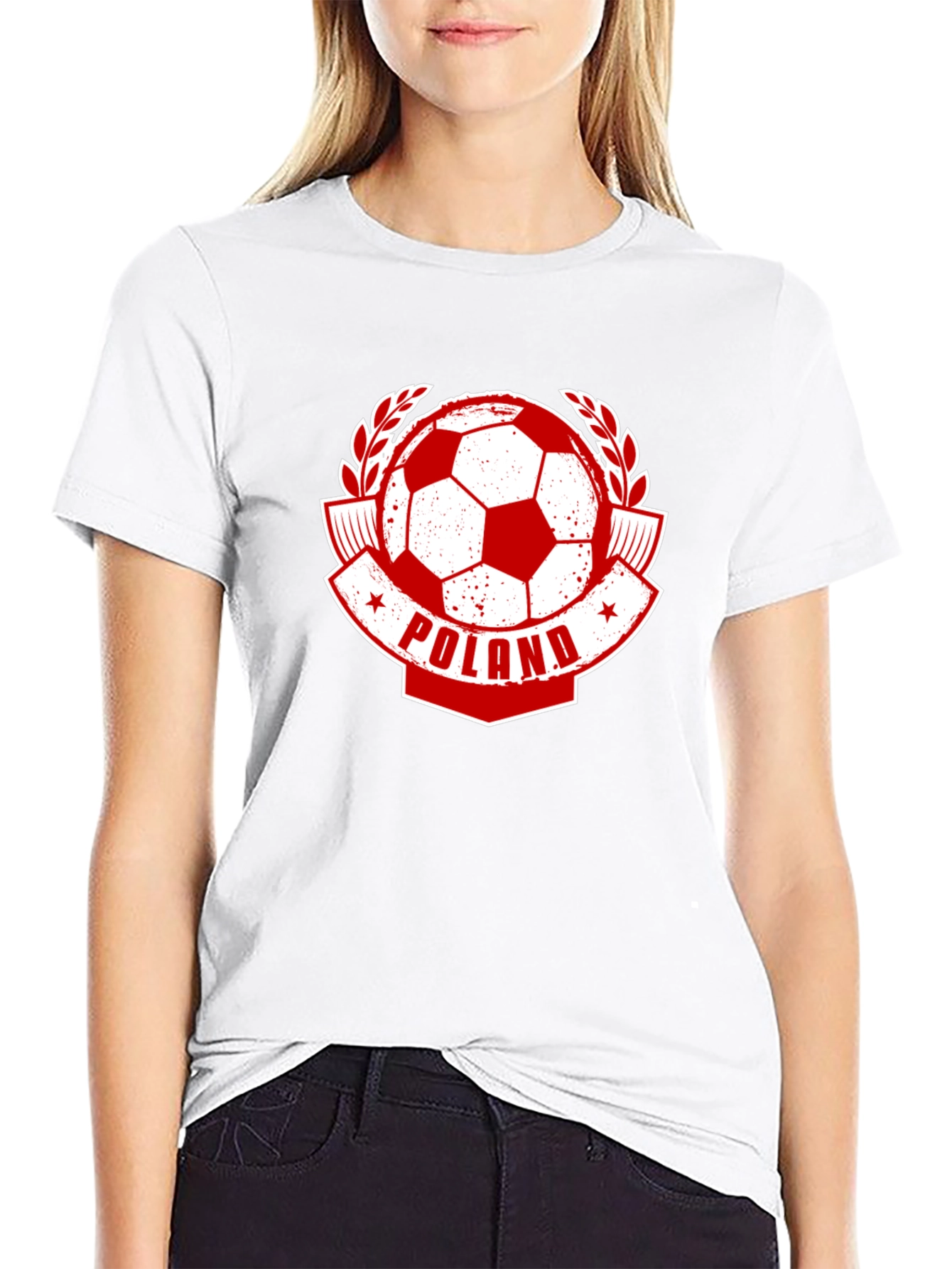 Black Poland Soccer T-Shirt - Red & White Football Fan Tee view 9
