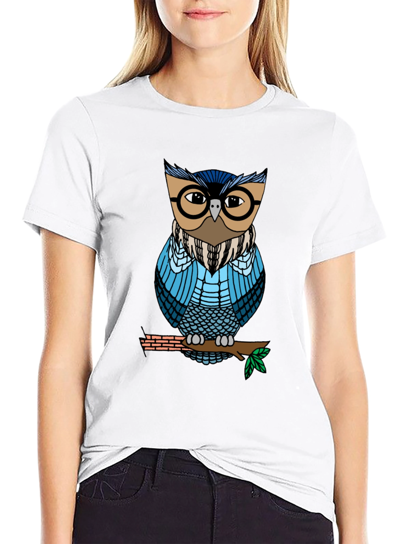 Black Cool Owl Graphic Tee - Unisex Black T-Shirt view 9