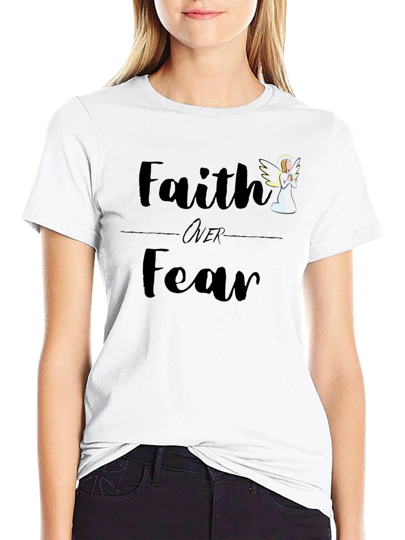 Black Faith Over Fear Graphic Tee view 9