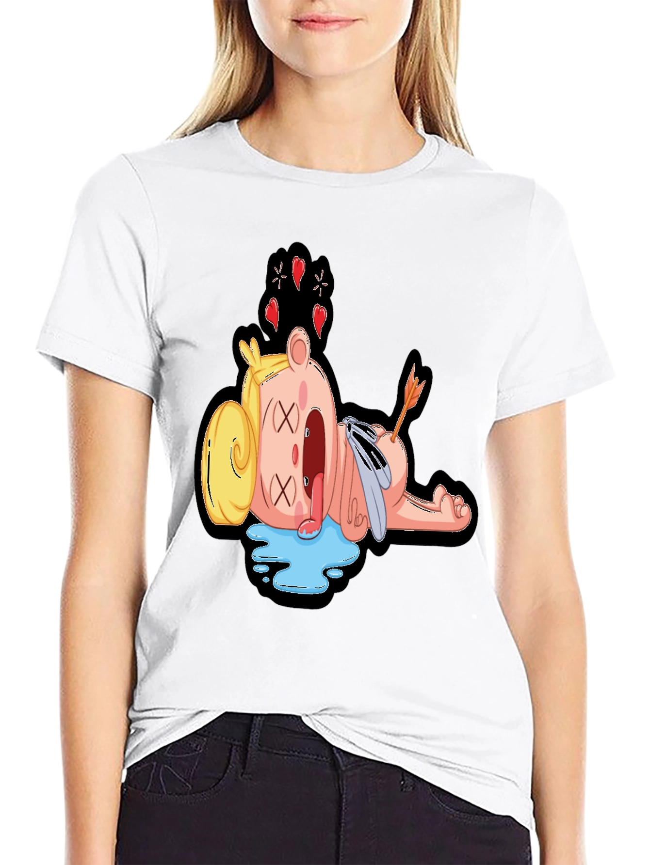 Black Cartoon Dead Bear T-Shirt - Mens Black Graphic Tee view 9