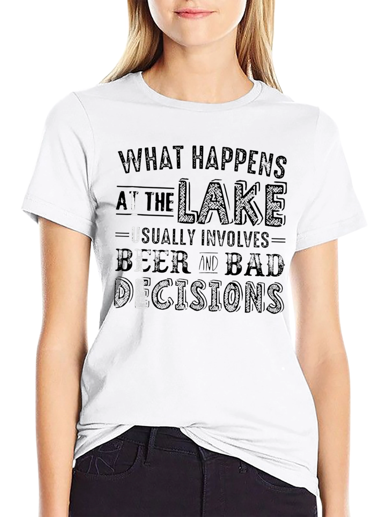 Black What Happens at the Lake T-Shirt view 9