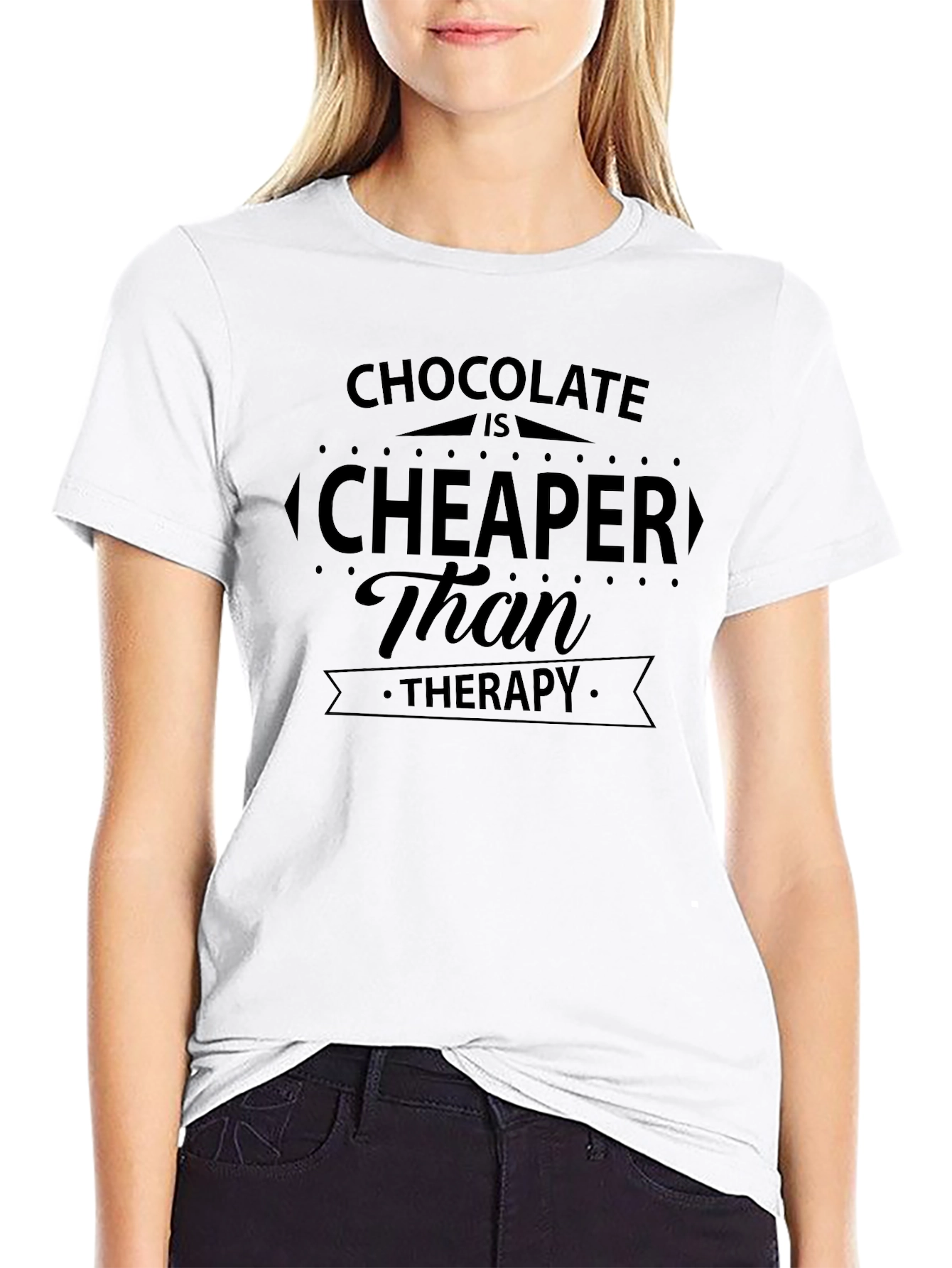 Black Chocolate is Cheaper Than Therapy Graphic Tee view 9