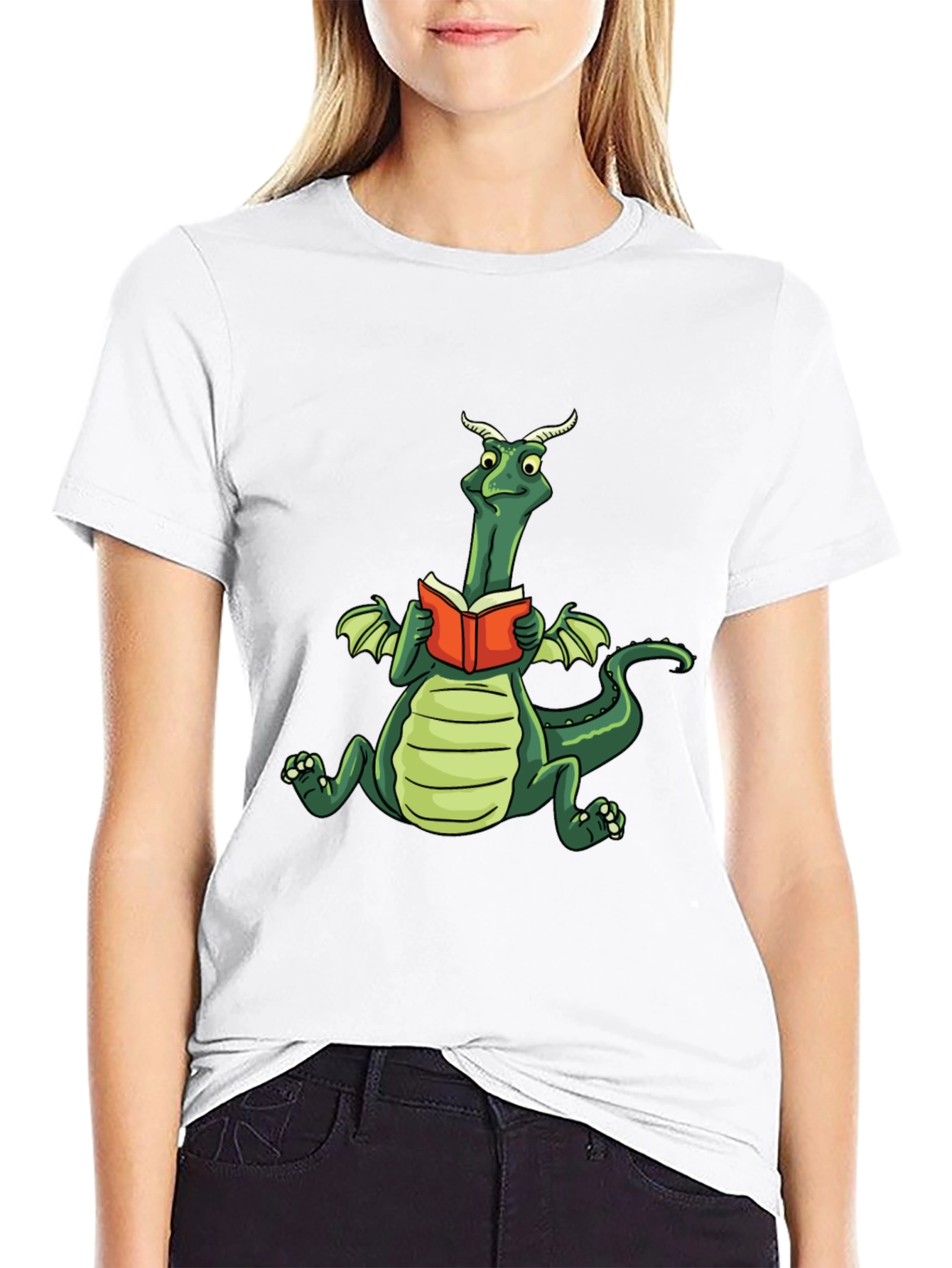 Black Dragon Reading Book Graphic Tee view 9