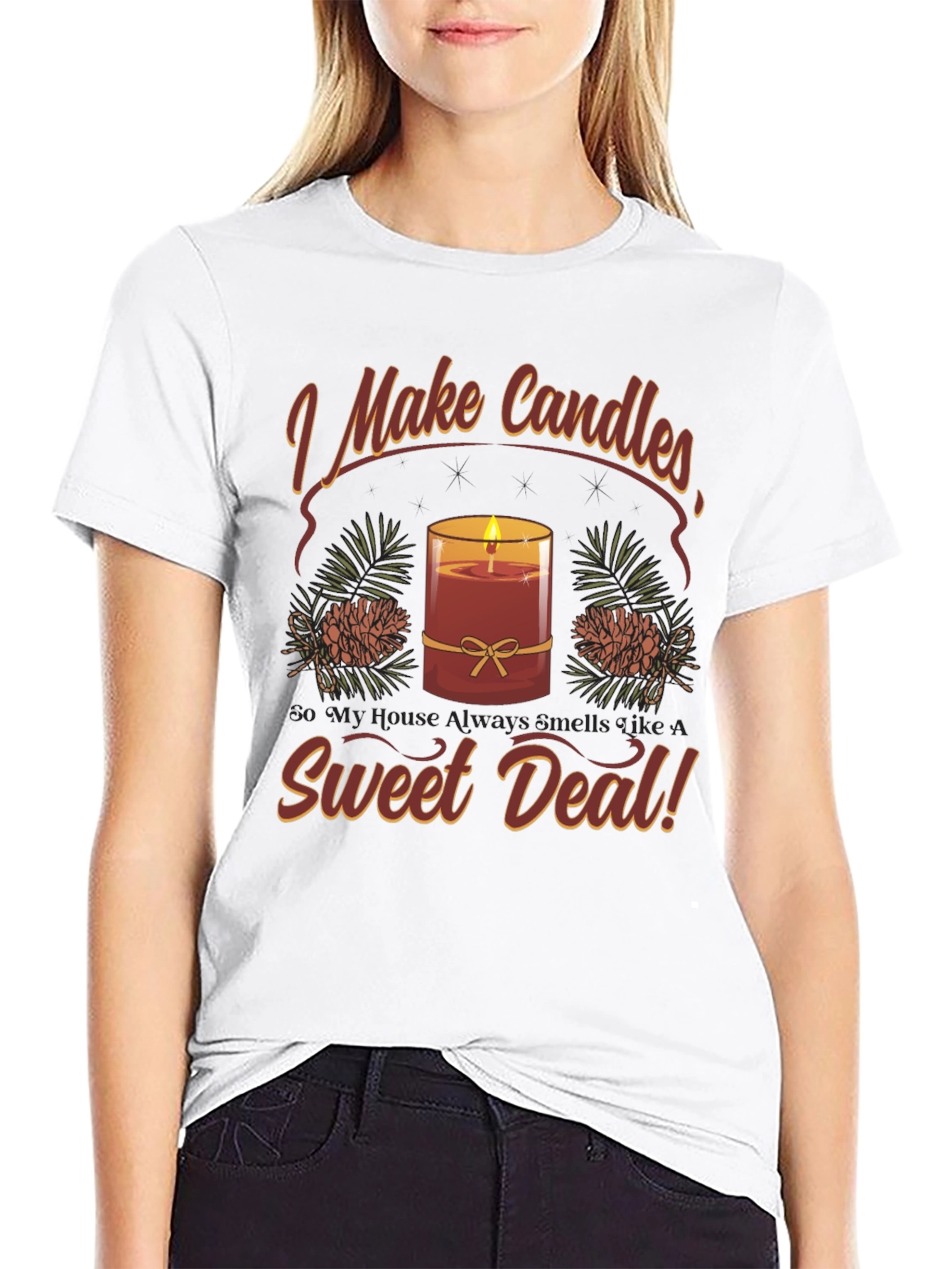 Black I Make Candles Graphic T-Shirt view 9