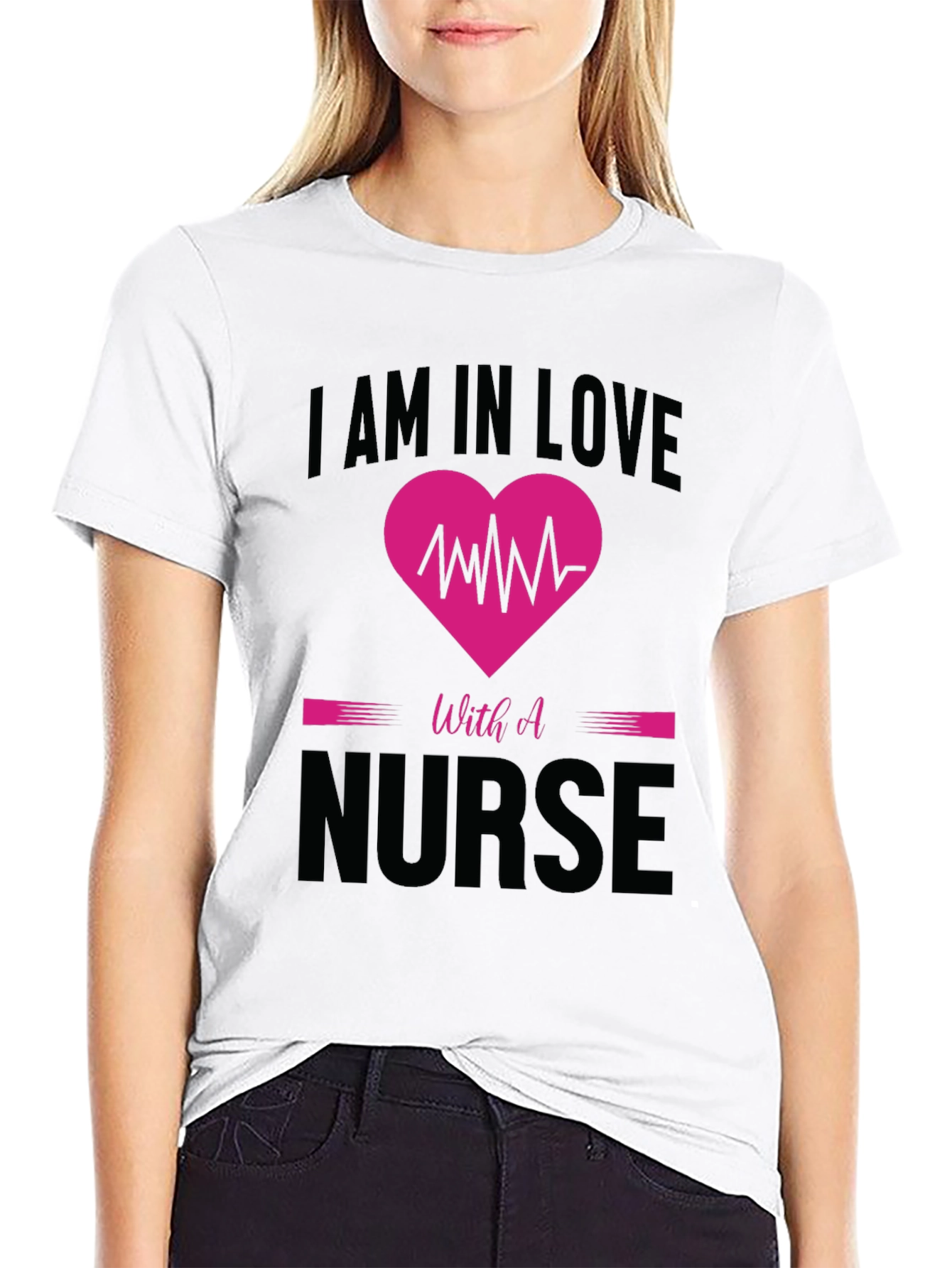 Black I am in Love with a Nurse T-Shirt view 9