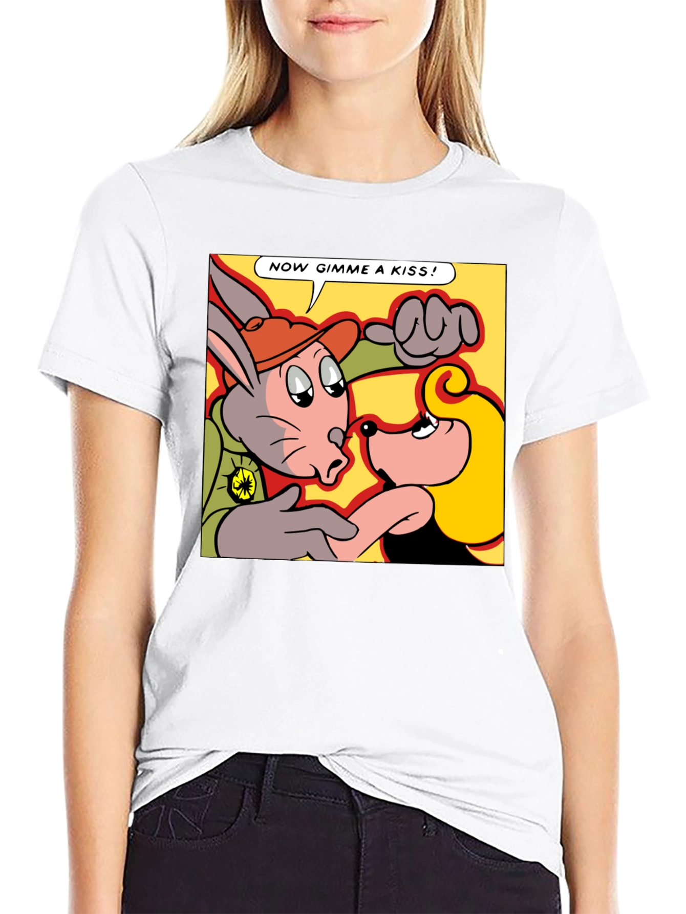 Black Cartoon Kiss T-Shirt - Now Gimme a Kiss! view 9