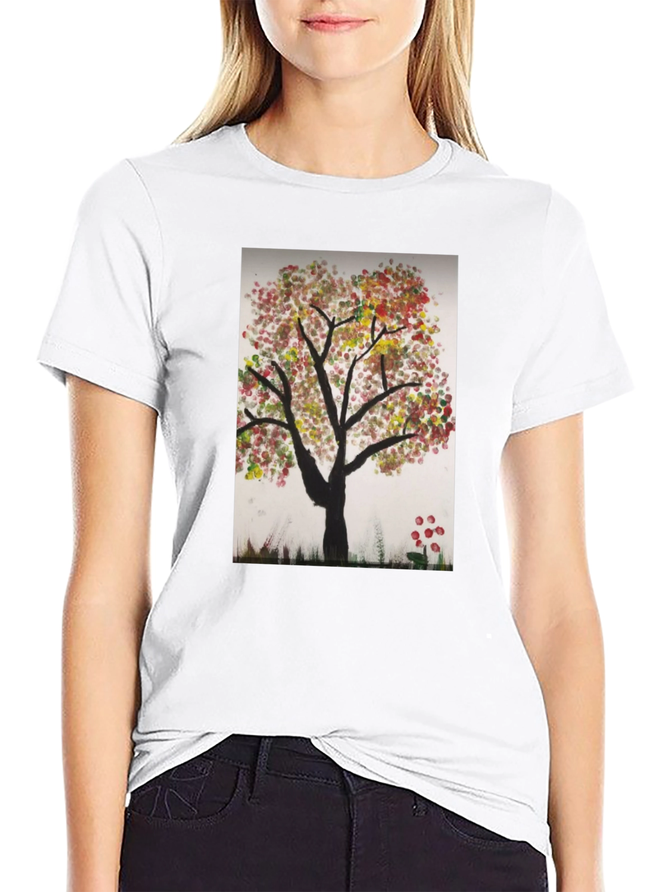 Black Artistic Autumn Tree Black T-Shirt view 9