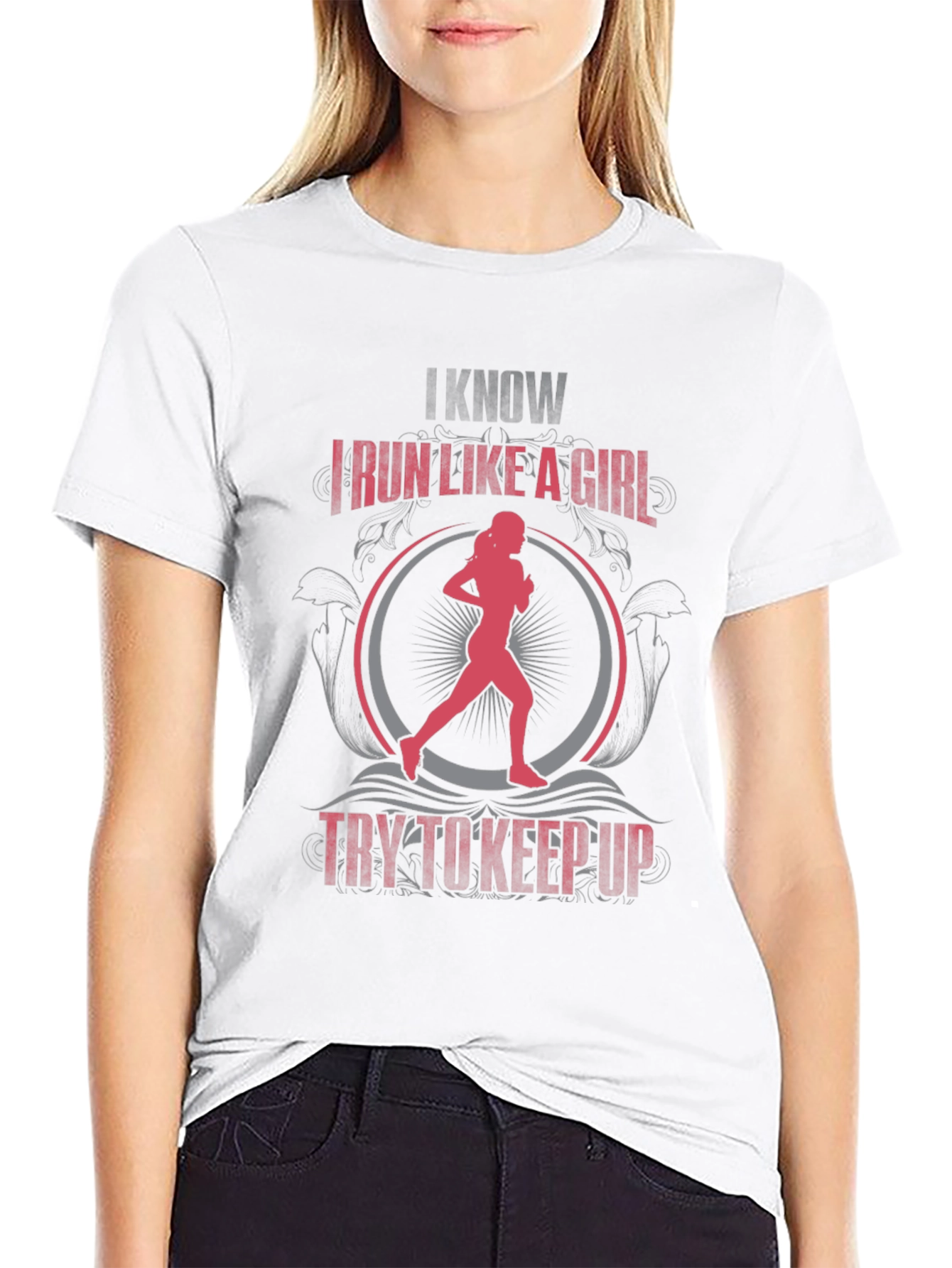 Black I Know I Run Like a Girl Graphic Tee view 9