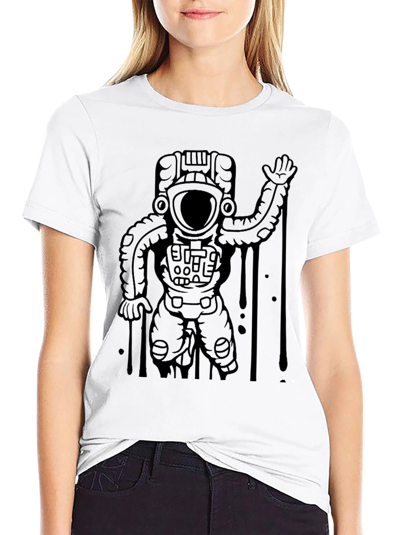 Black Astronaut Graphic T-Shirt - Black view 9
