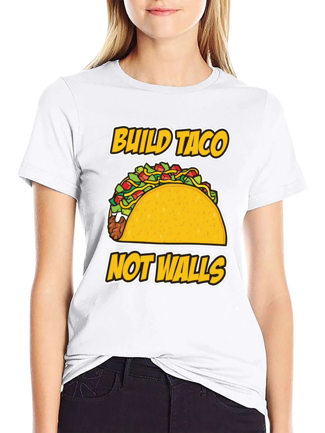 Black Build Taco Not Walls T-Shirt - Graphic Tee view 9