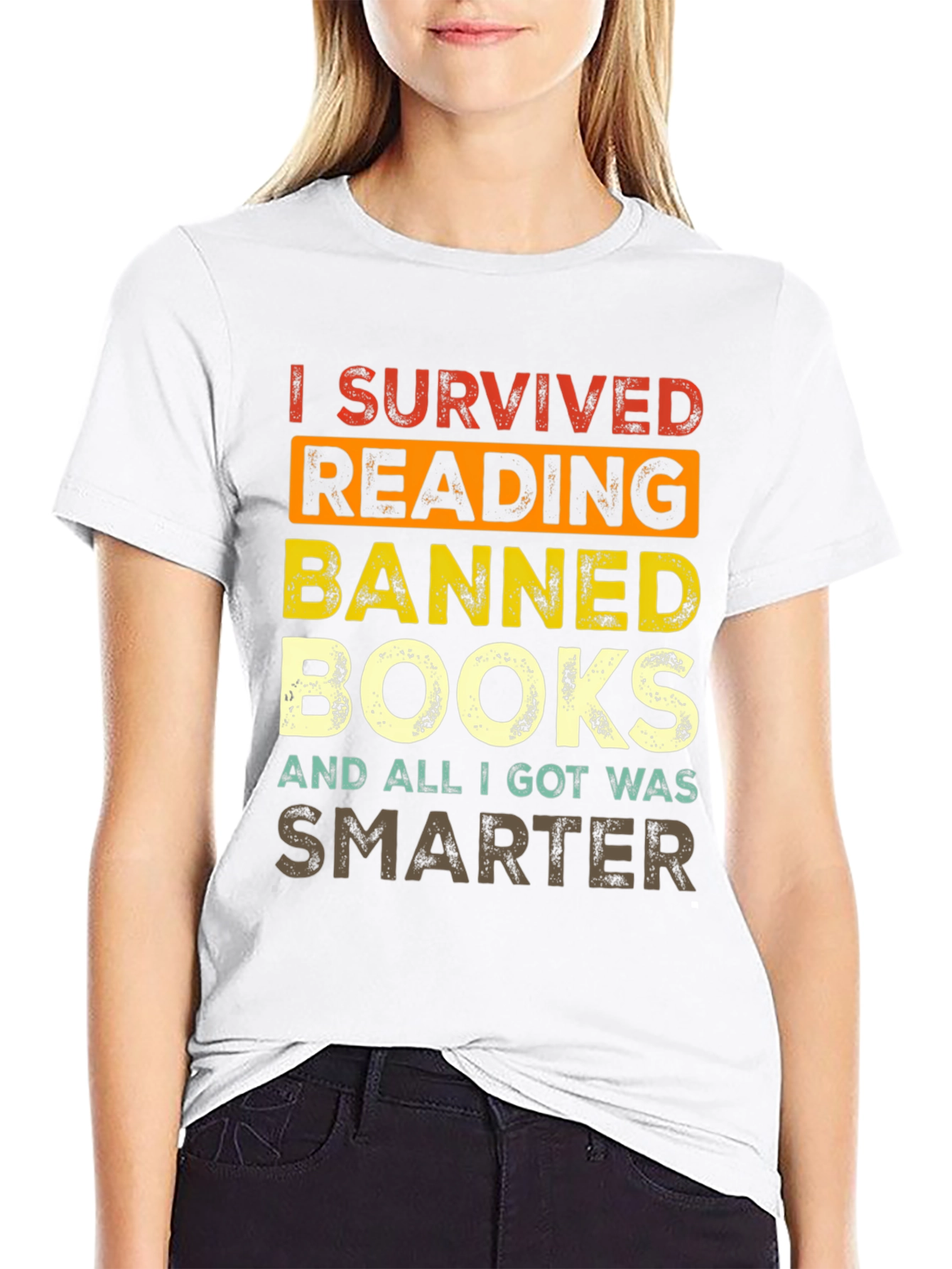 Black Banned Books T-Shirt - I Survived Reading view 9