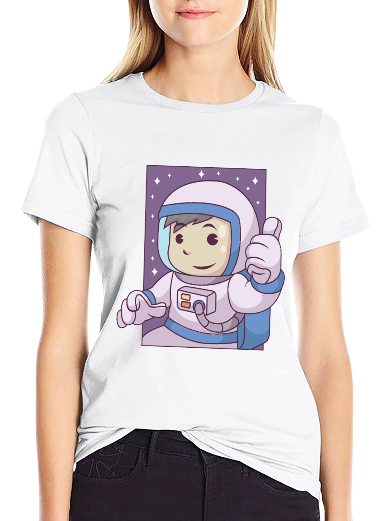 Black Cartoon Astronaut Graphic T-Shirt view 9