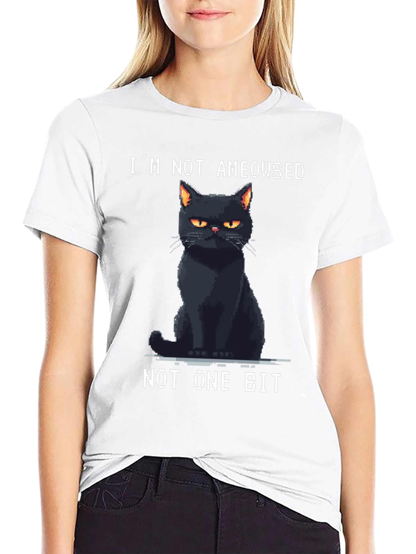 Black I'm Not Ameowsed Black Cat T-Shirt view 9