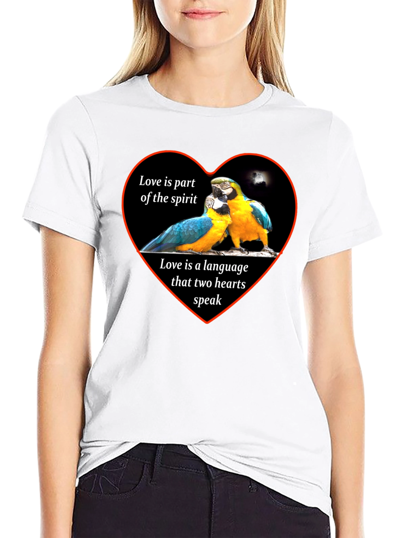 Black Love Parrots Heart T-Shirt - Spirit & Language view 9