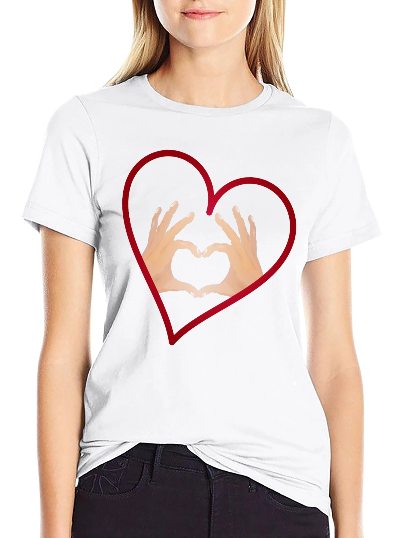 Black Heart Hands Graphic Tee - Stylish Black T-Shirt view 9