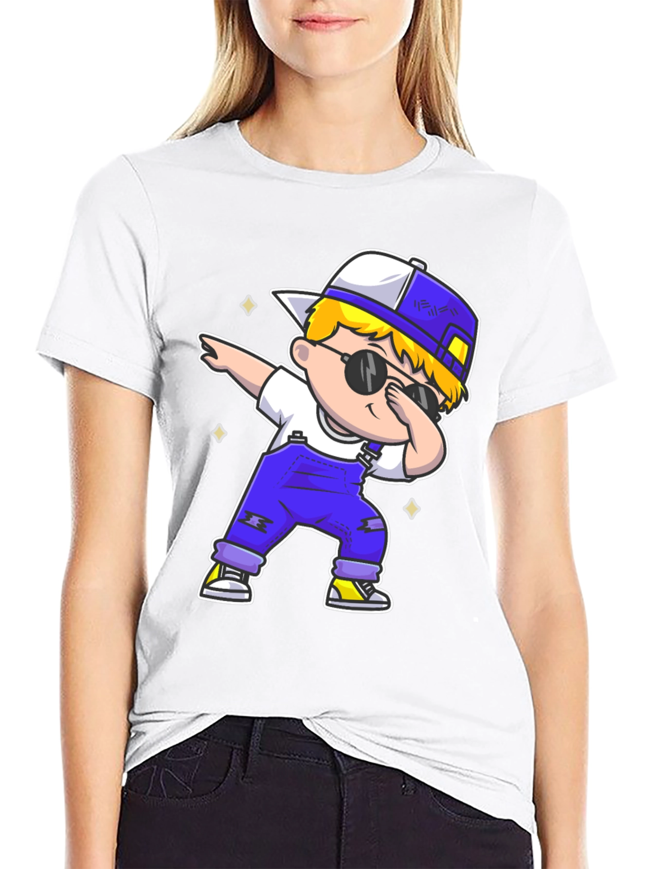 Black Dabbing Kid Graphic Tee - Trendy Cartoon T-Shirt view 9