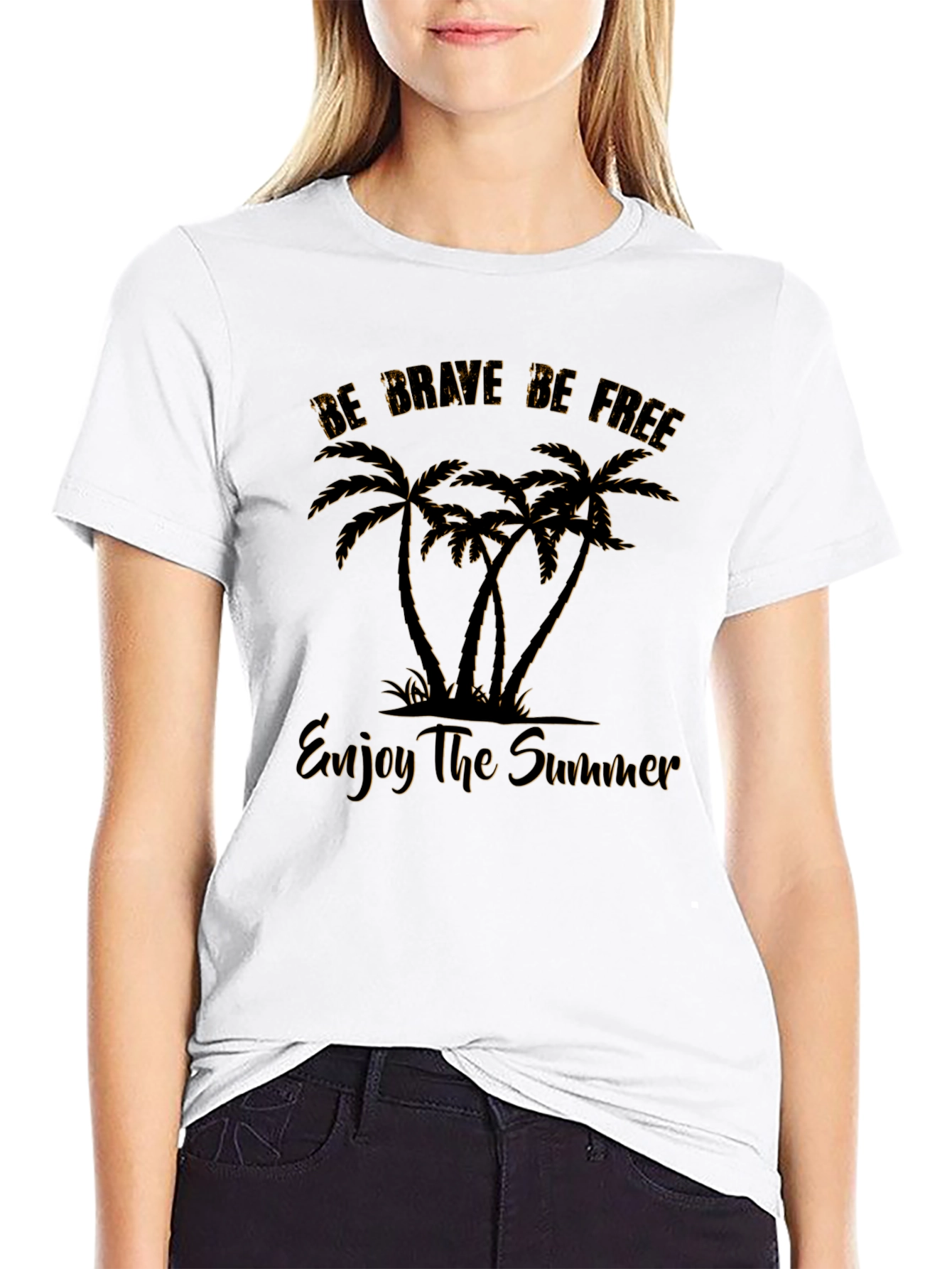 Black Be Brave Be Free Palm Tree T-Shirt view 9