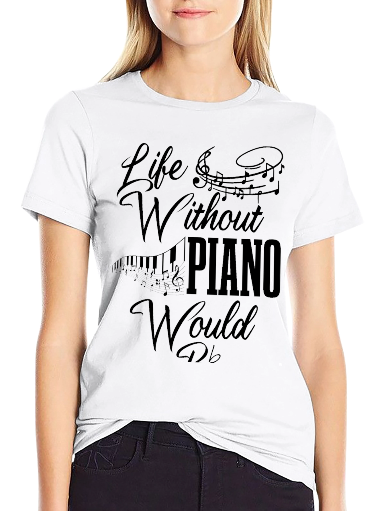Black Life Without Piano T-Shirt - Music Lover Tee view 9