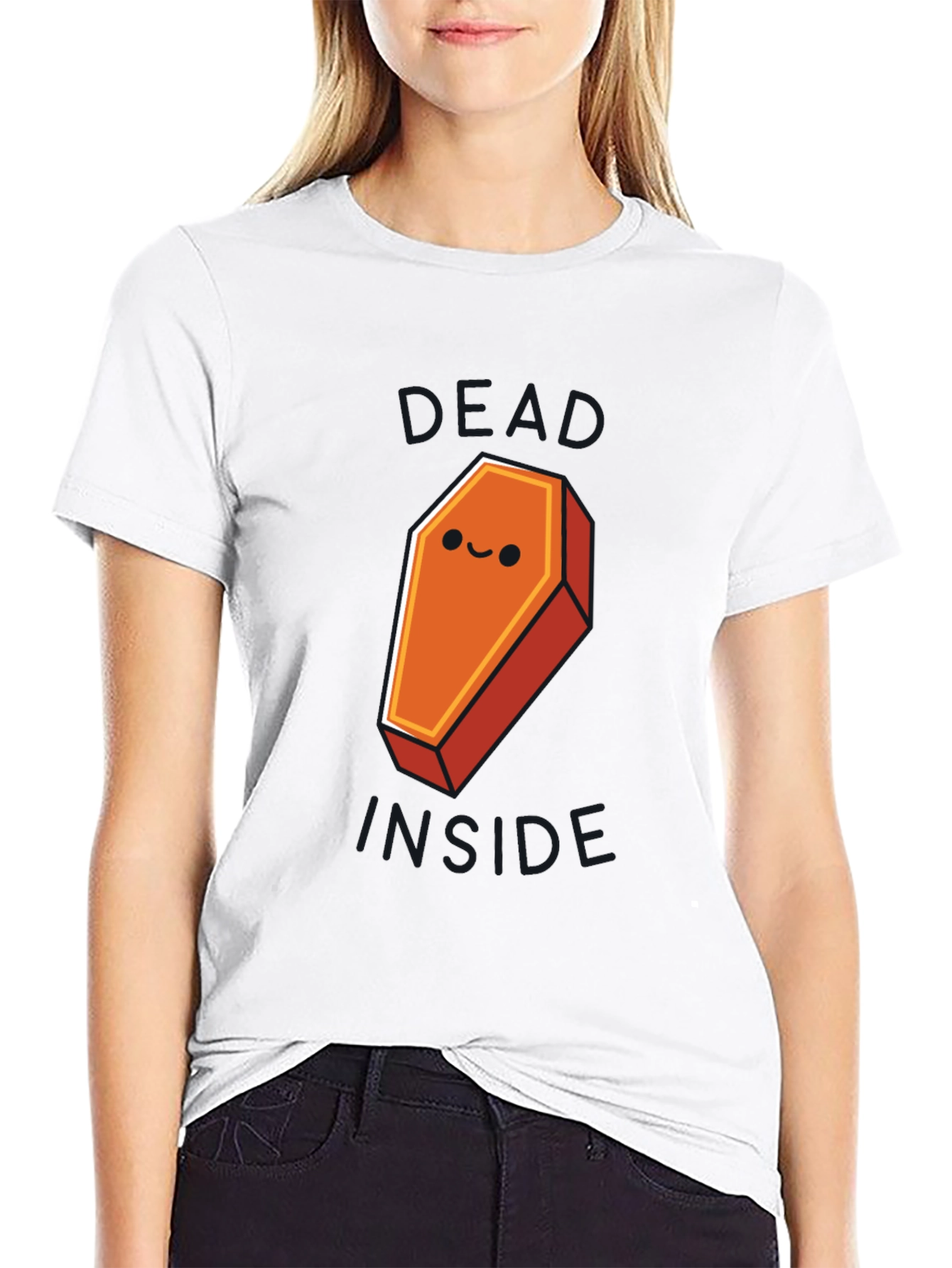 Black Dead Inside Coffin Graphic Tee - Soft Cotton Blend view 9