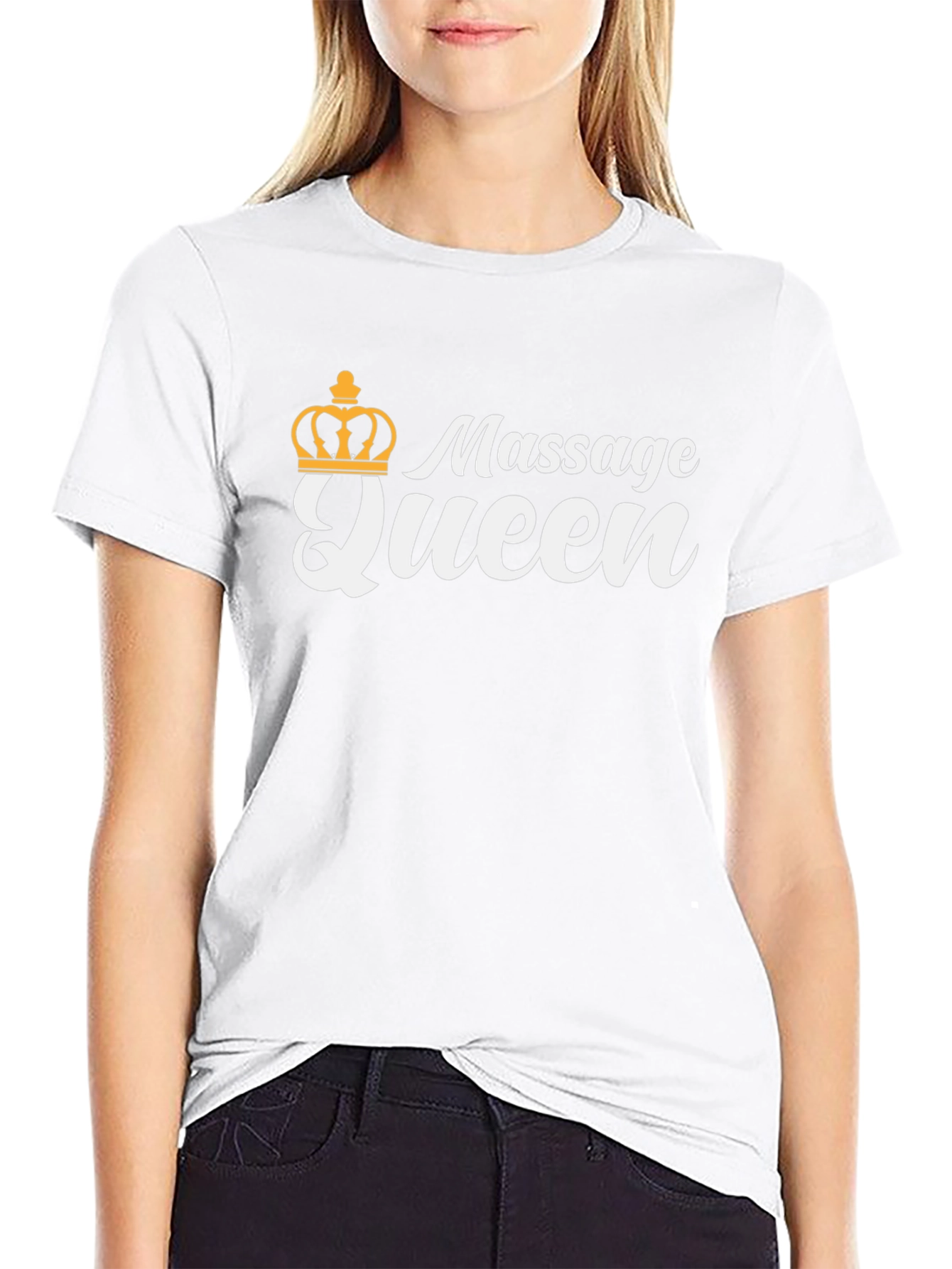 Black Massage Queen T-Shirt - Black, Crown Graphic, Novelty Tee view 9