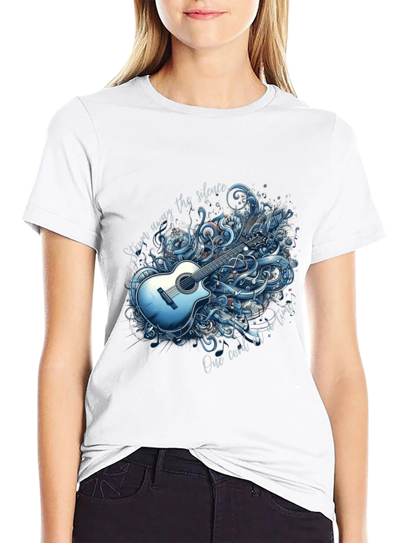 Black Acoustic Guitar Graphic T-Shirt view 9