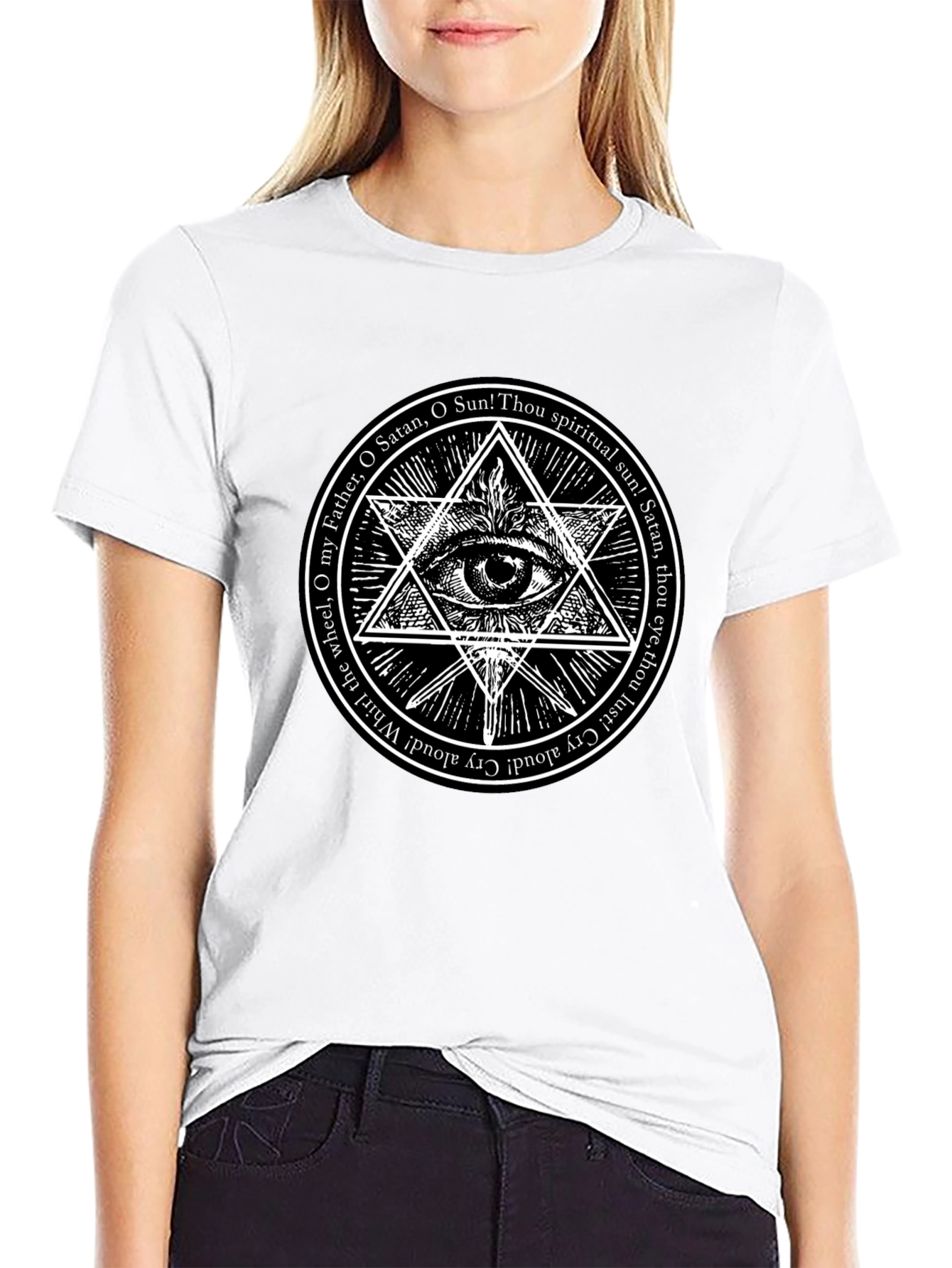 Black Occult Eye Graphic Tee - Spiritual Symbolism T-Shirt view 9