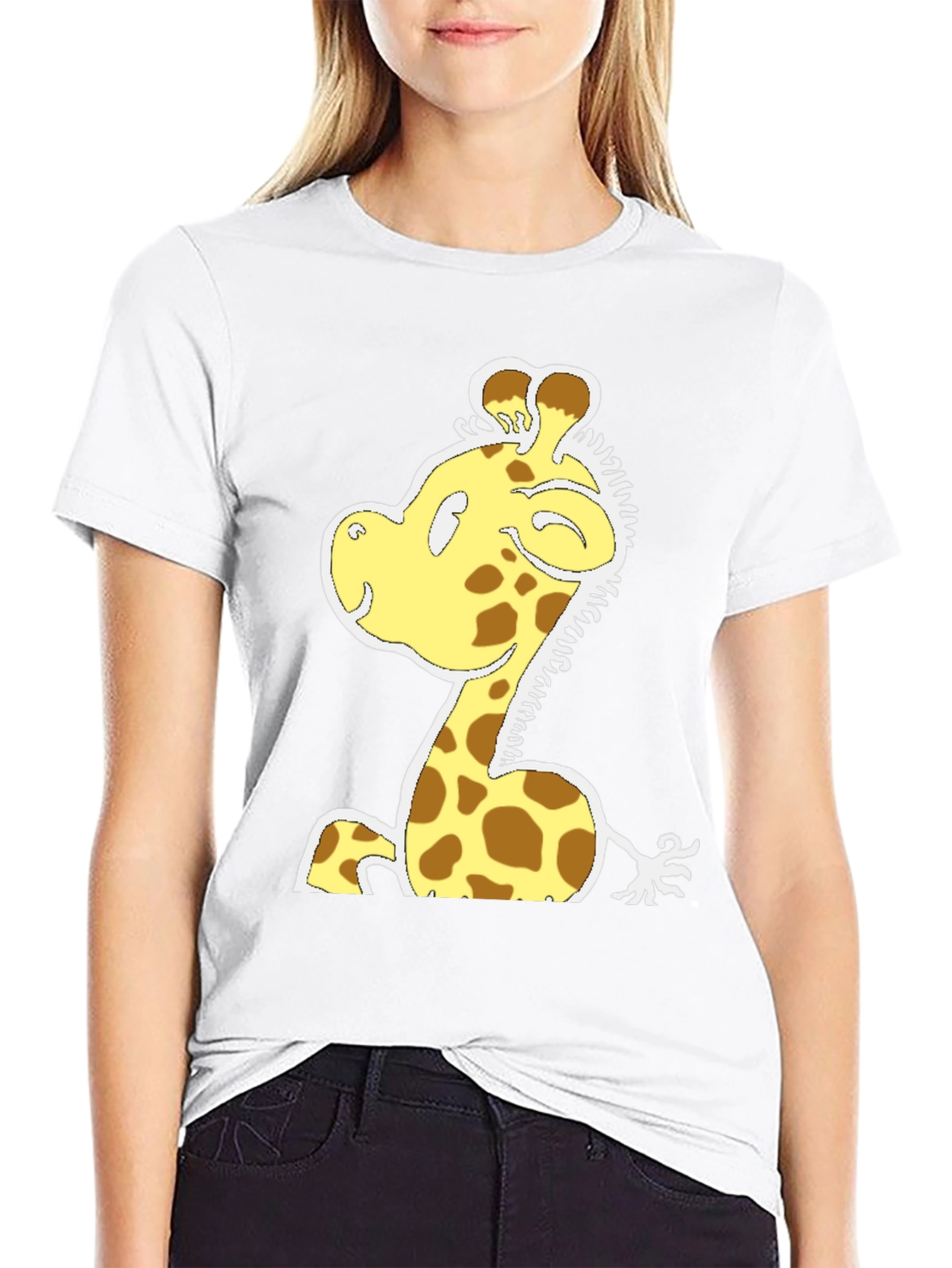 Black Cartoon Giraffe T-Shirt - Fun Graphic Tee view 9