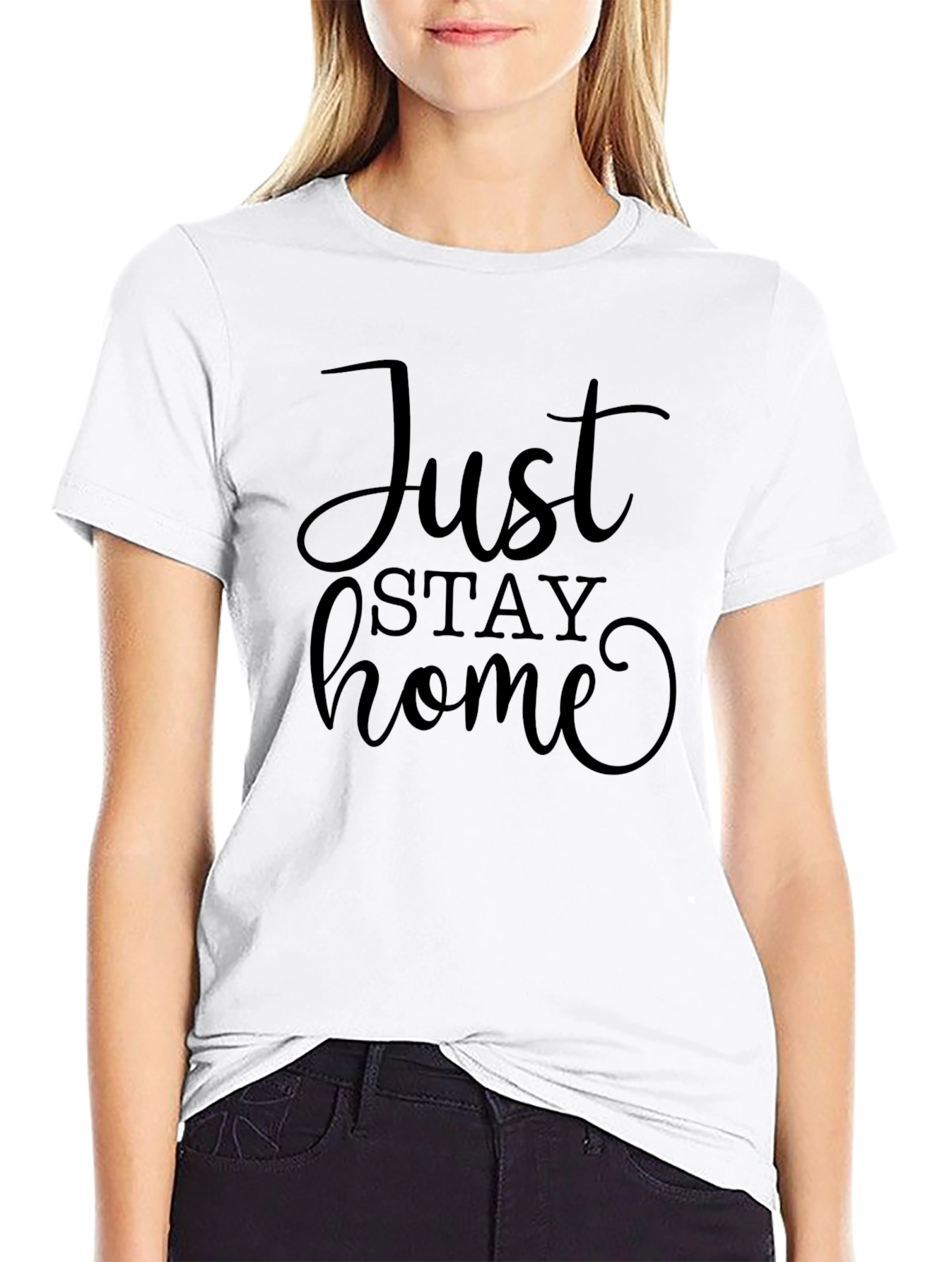 Black Just Stay Home Black T-Shirt view 9
