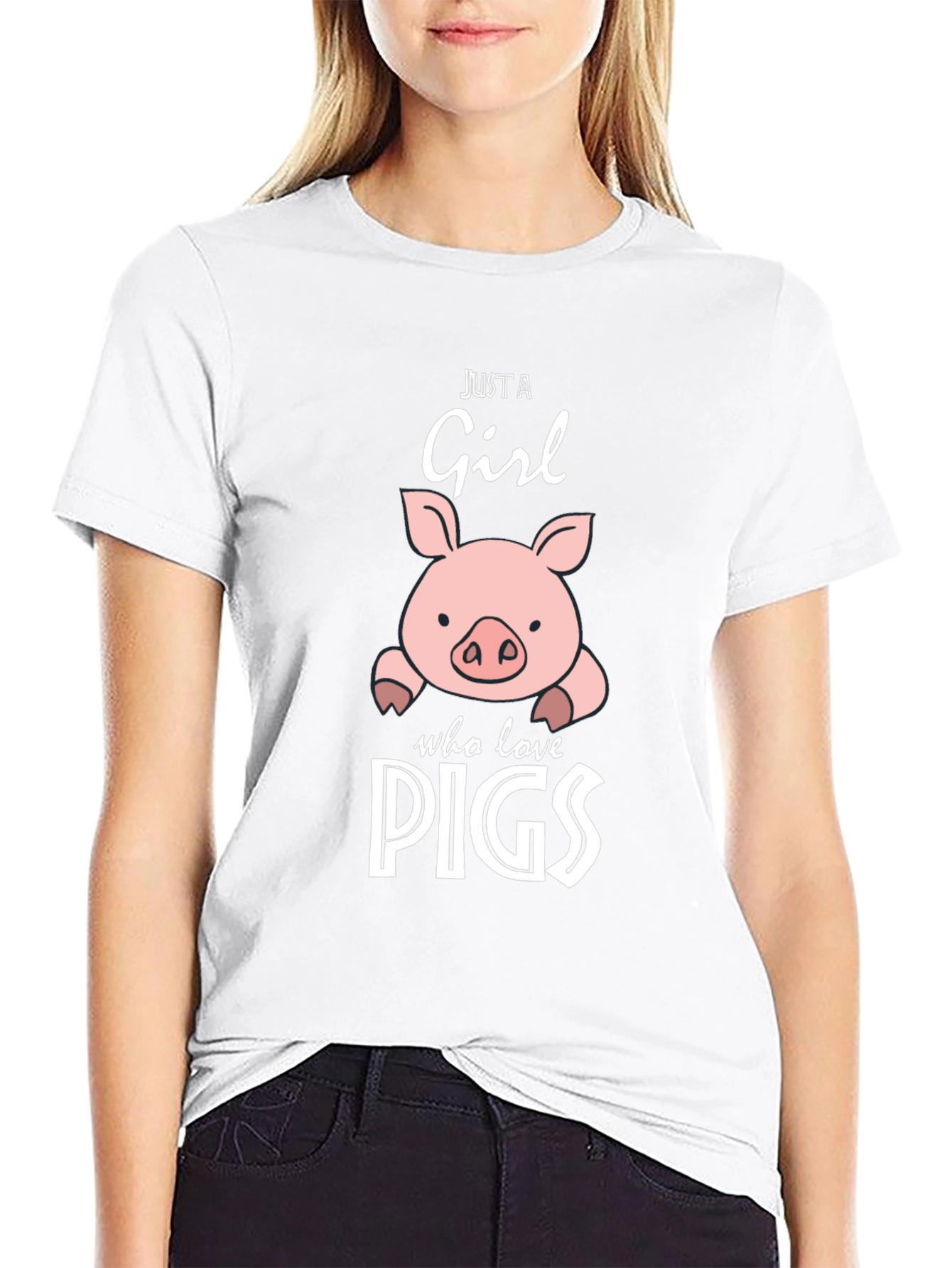 Black Just A Girl Who Loves Pigs T-Shirt view 9