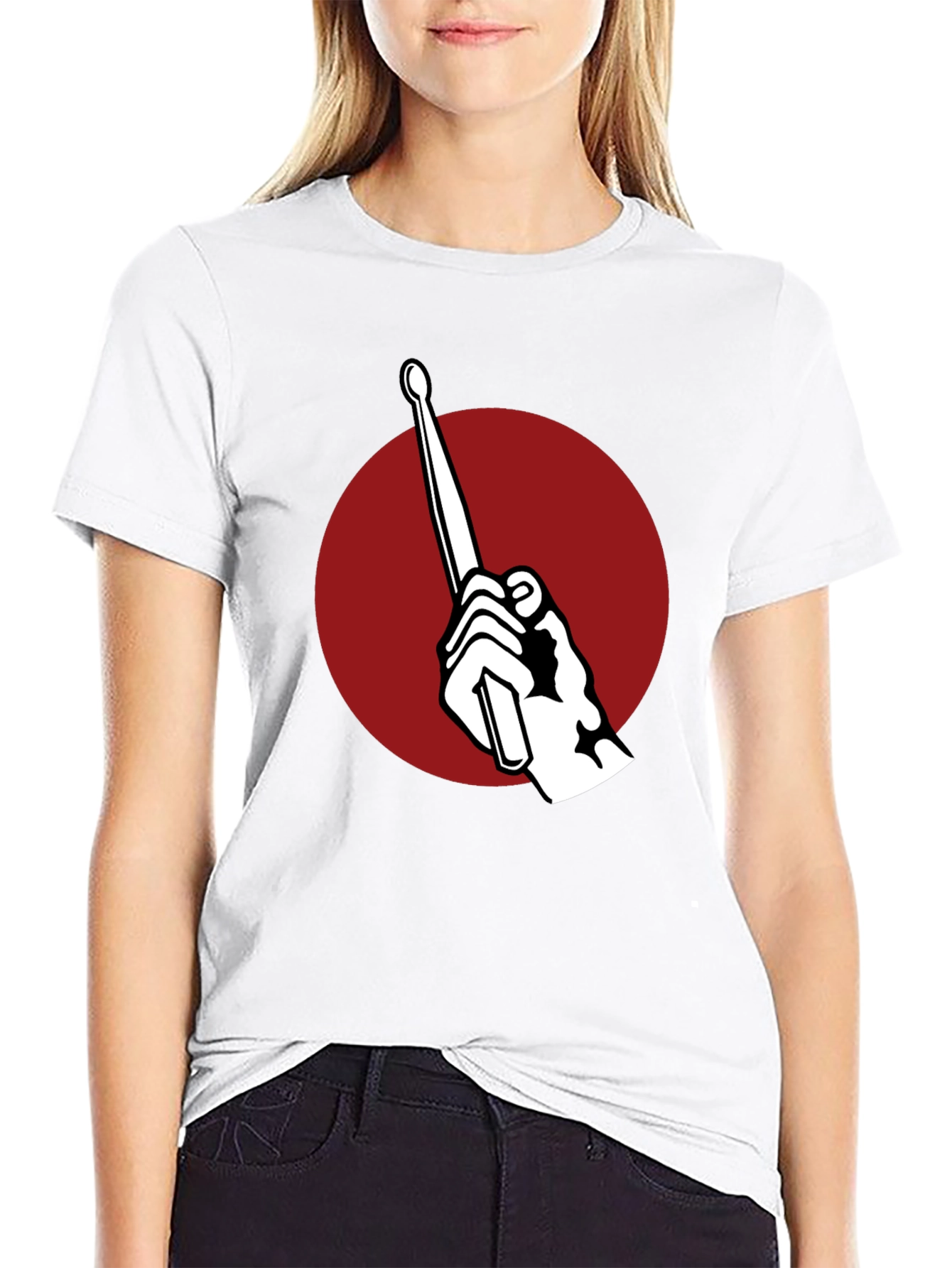 Black Drummer's Beat T-Shirt - Black Tee with Drumstick Design view 9