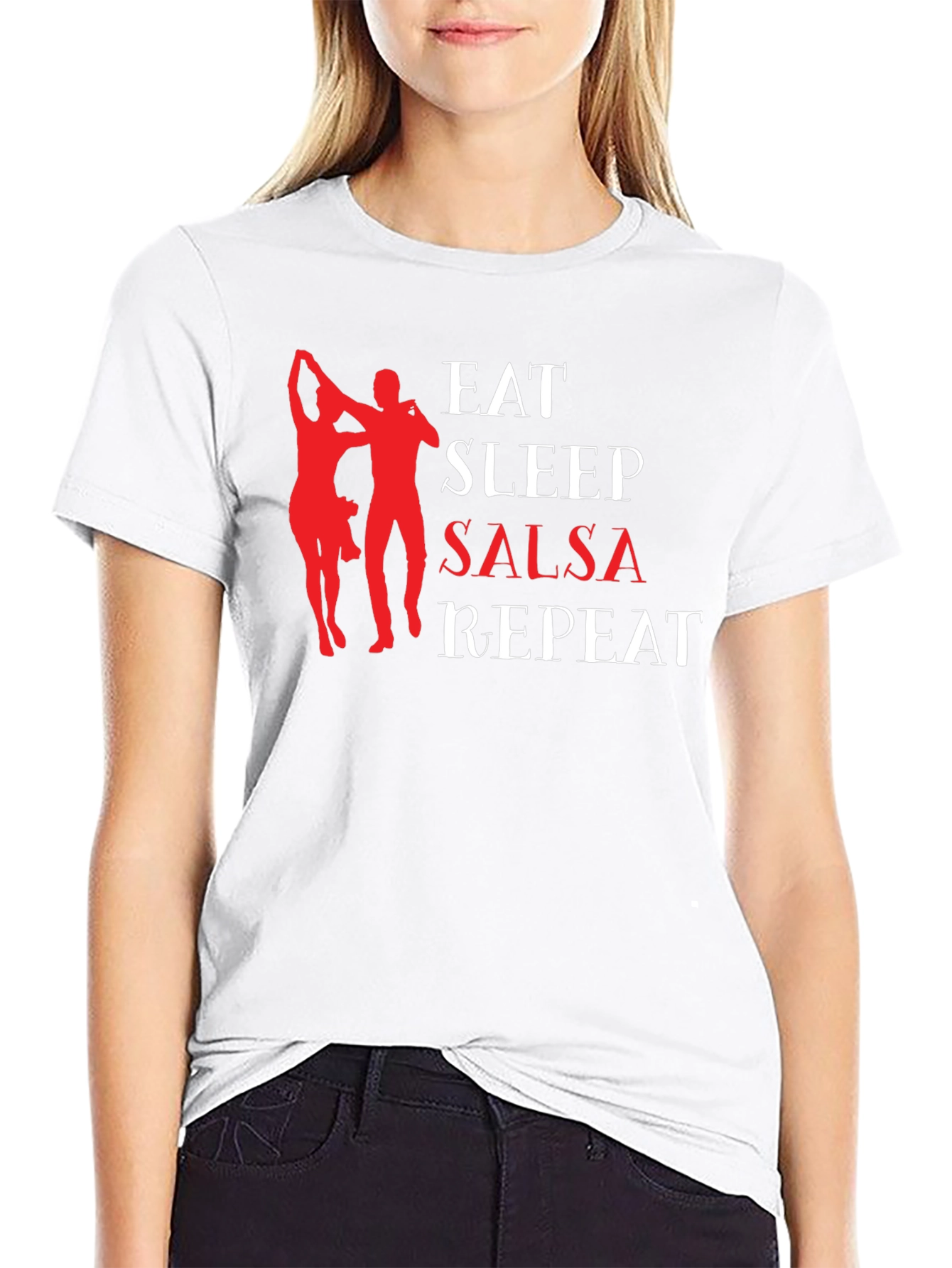 Black Eat Sleep Salsa Repeat Graphic T-Shirt view 9