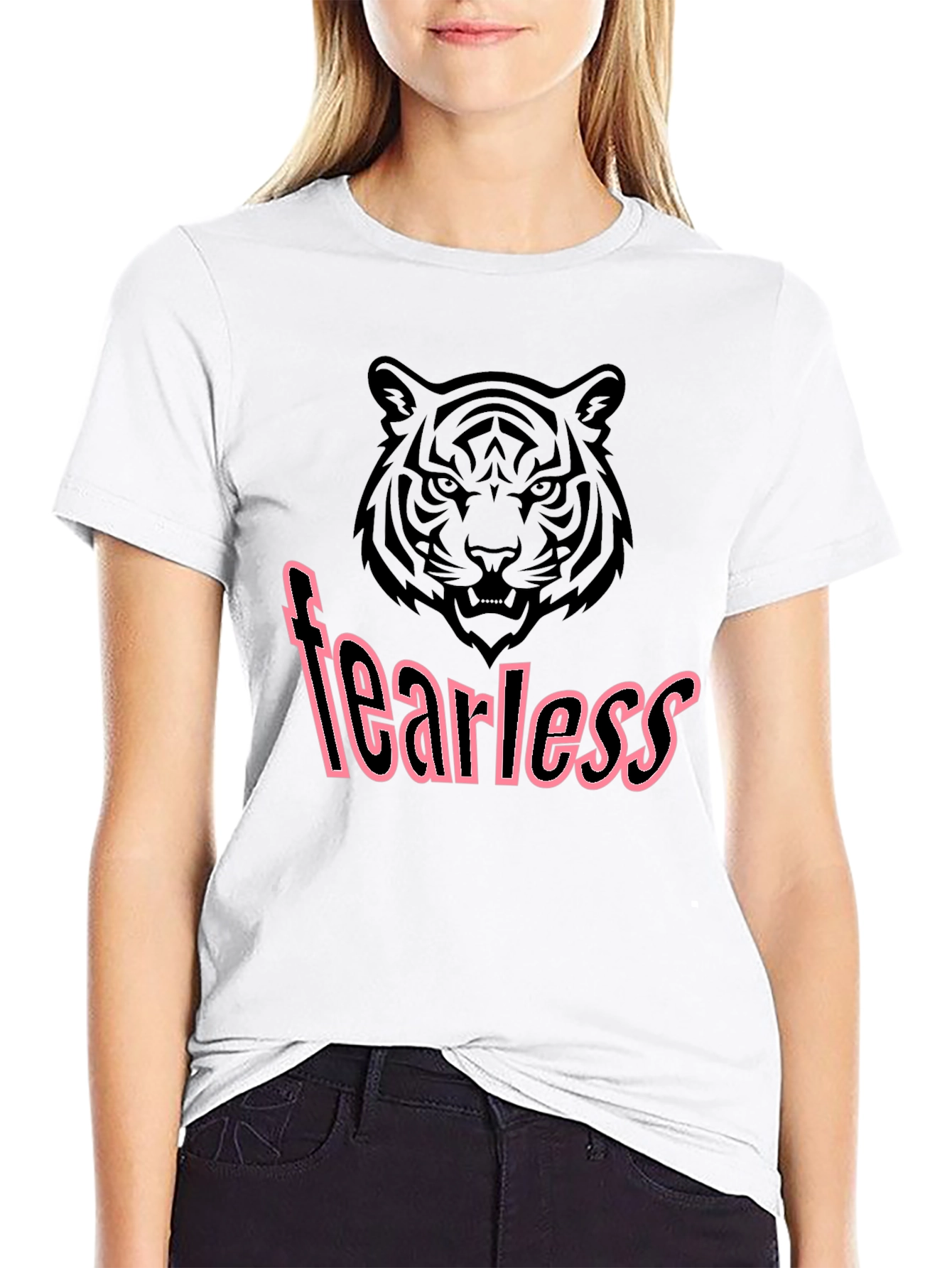 Black Fearless Tiger Graphic Tee - Stylish Men's Black T-Shirt view 9