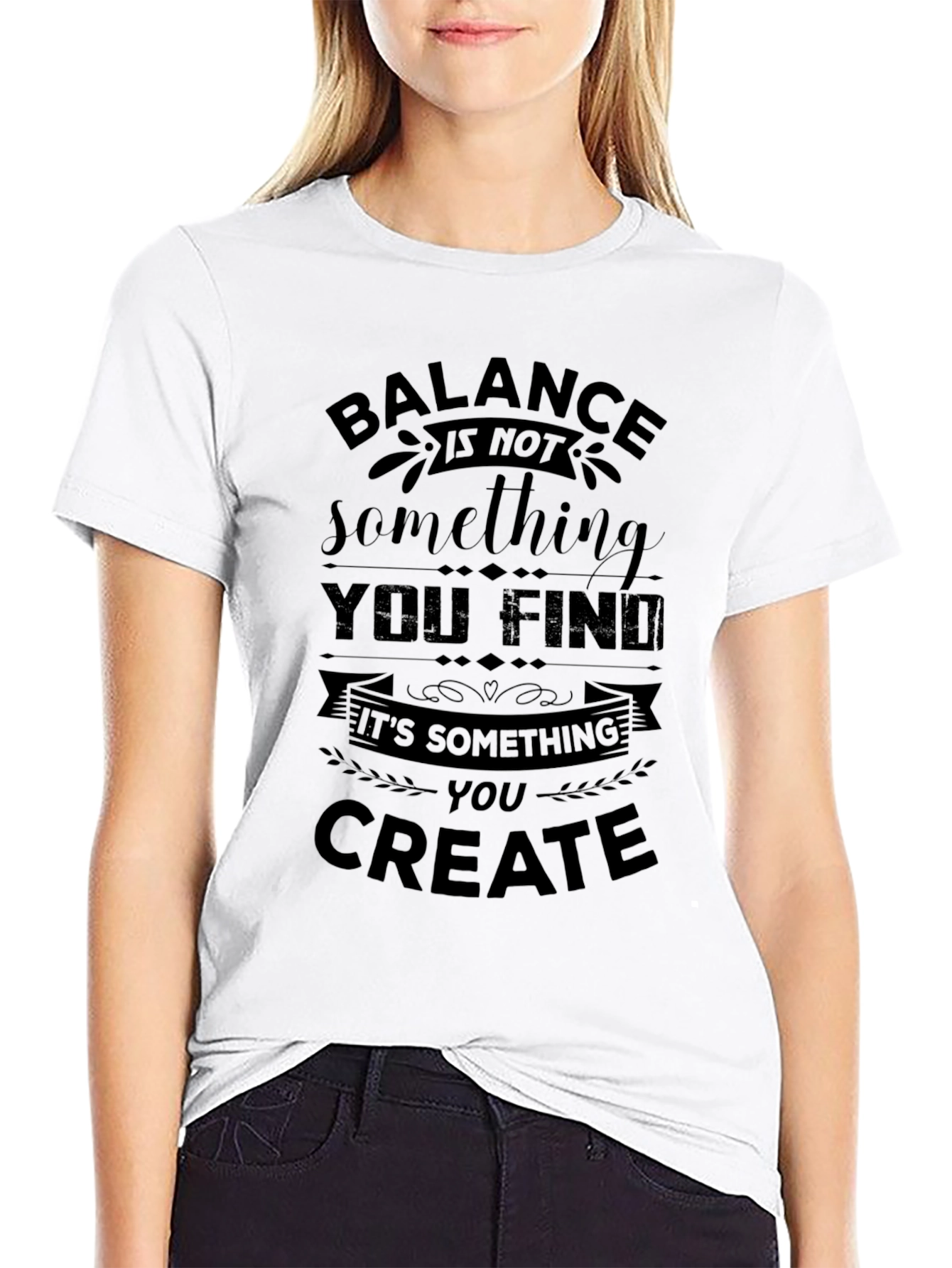 Black Balance Quote Black T-Shirt for Motivation view 9