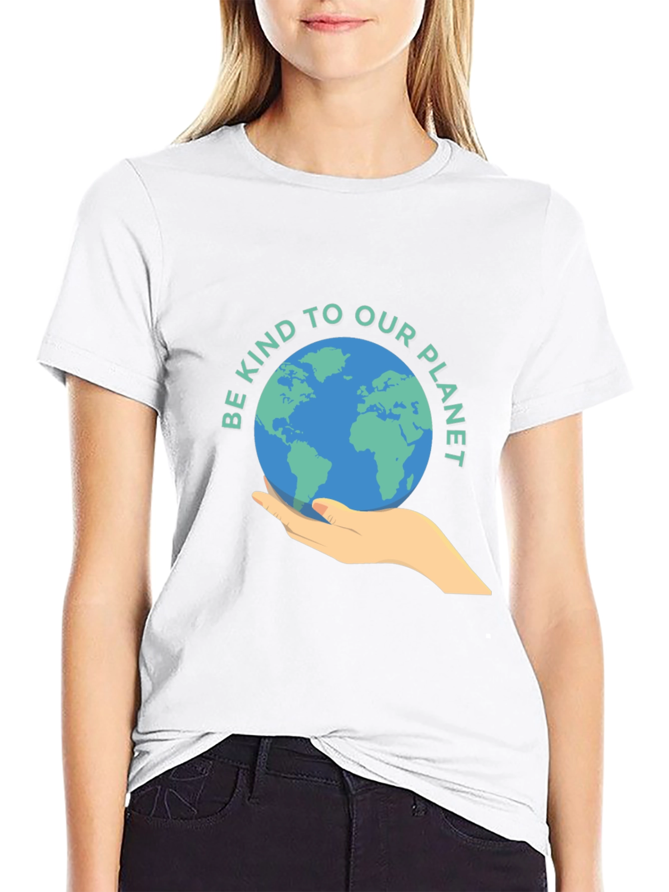 Black Eco-Friendly Graphic Tee - Be Kind to Our Planet view 9